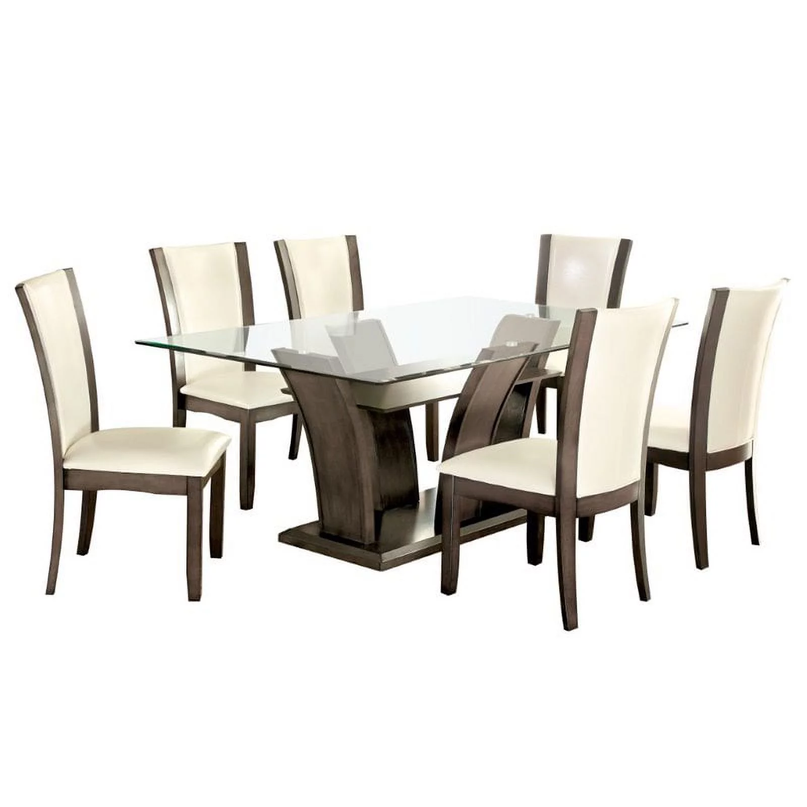 Furniture of America Waverly 7-Piece Wood Dining Table Set in Dark Gray