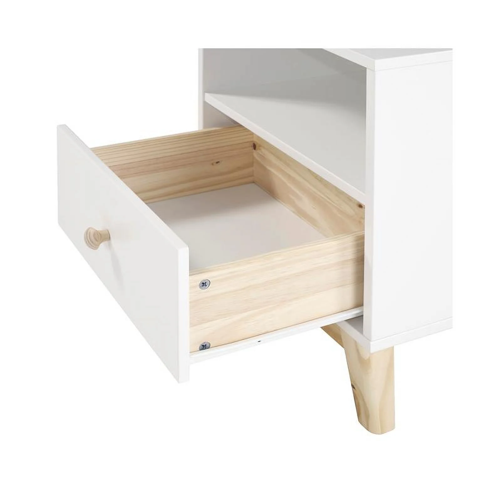 Home Square Wood One Drawer Nightstand in White Finish - Set of 2