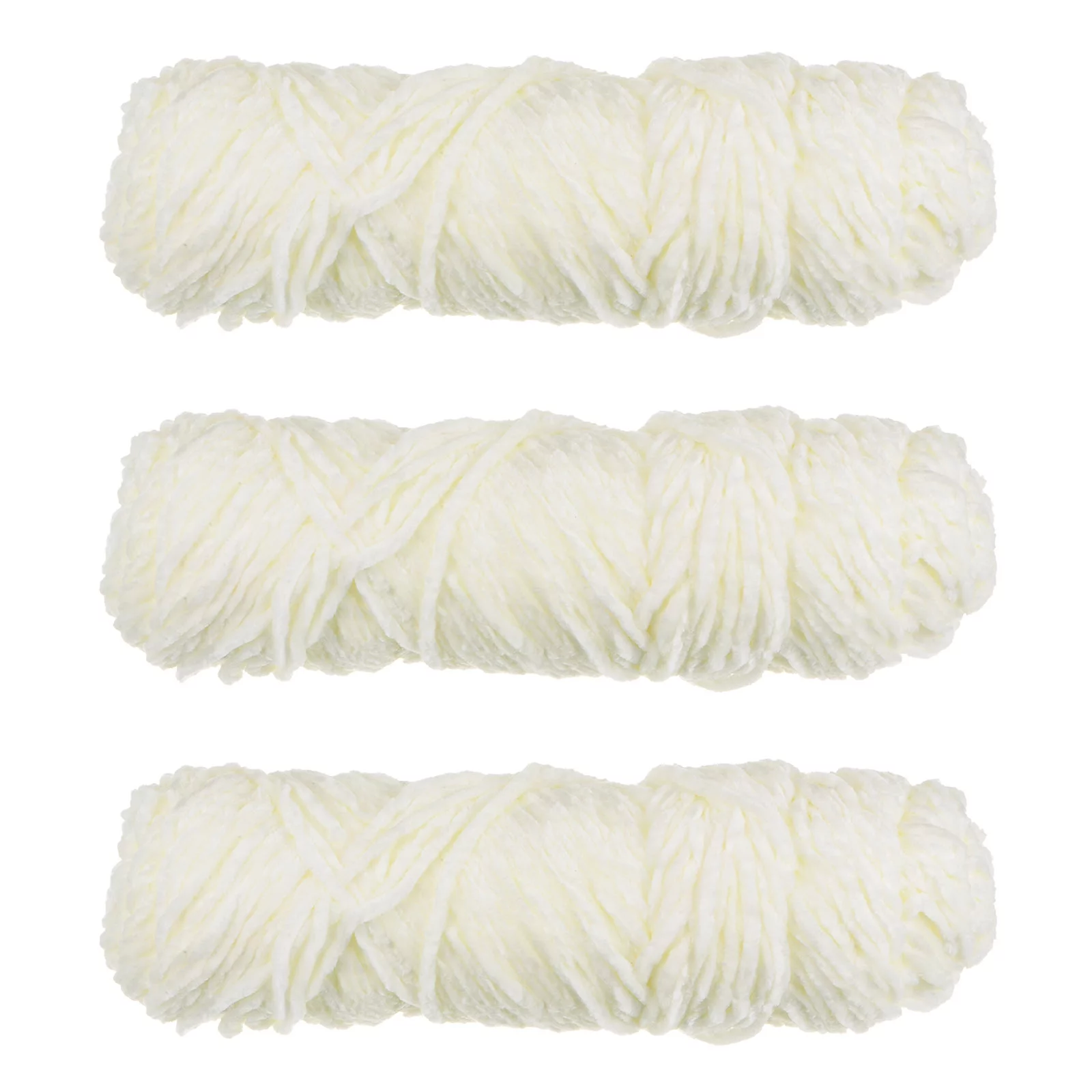 Uxcell 3 Skeins Chenille Yarn Soft Blanket Yarn 3x100gr/3.5oz (3x131yds) Polyester Velvet Knitting Cream