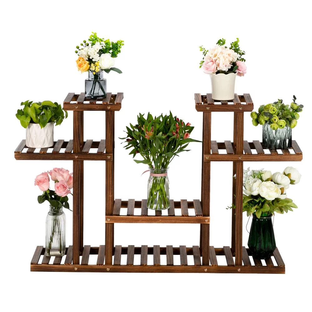 Zimtown 8-Tier Pine Wood Plant Stand Flower Pot Holder