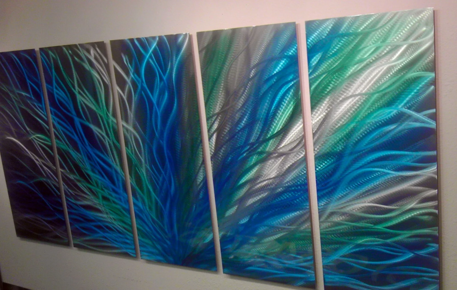 Radiance Blue Green 36x79- Abstract Metal Wall Art Contemporary Modern Decor by Miles Shay