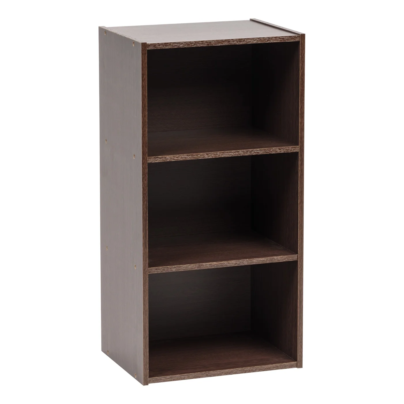 IRIS USA 3-Tier Wood Bookshelf, Cube Organizer Storage, Brown Oak