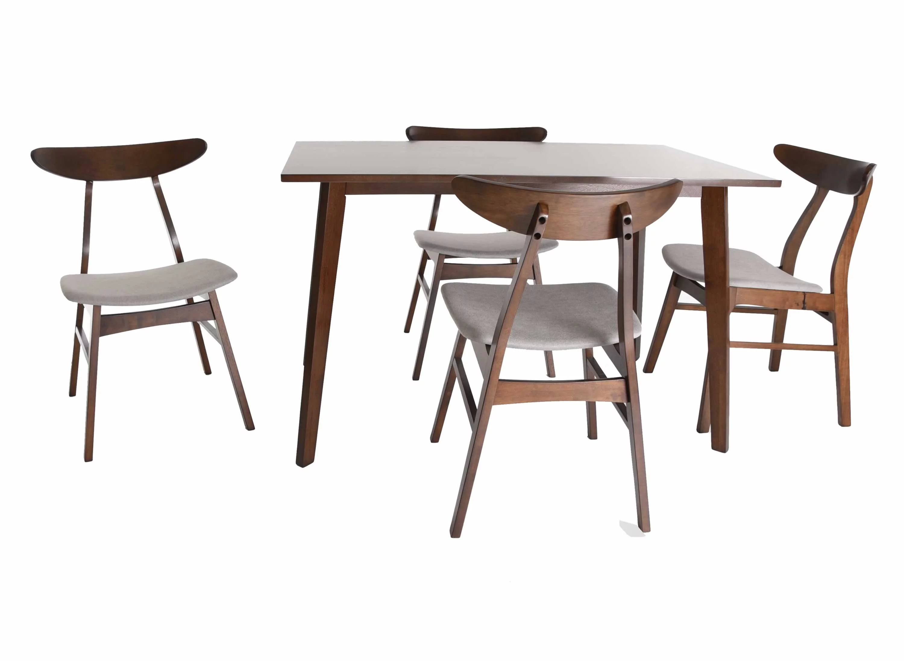 Zenvida Mid Century 5 Piece Dining Set Wood Table Fabric Chairs Seats Four