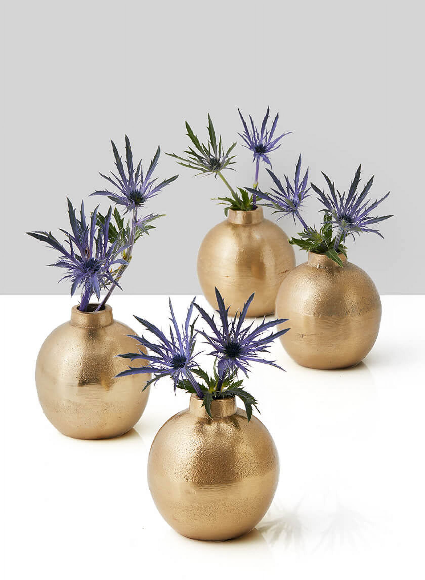 Serene Spaces Living Gold Floral Ball Bud Vase, Centerpieces at Weddings, Thanksgiving, Set of 24