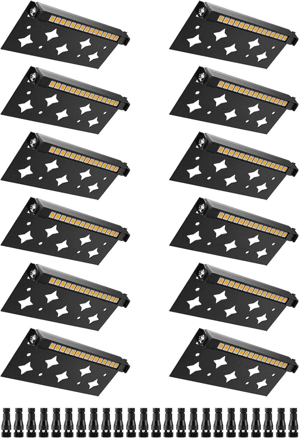 OUWI 5W Retaining Wall Lights 7 inch LED Hardscape Lighting Low Voltage Landscape Paver Lights 12V Step Lights Outdoor IP66 Waterproof 3000K Soft White Stair Deck Lighting (12 Pack+ Connectors)