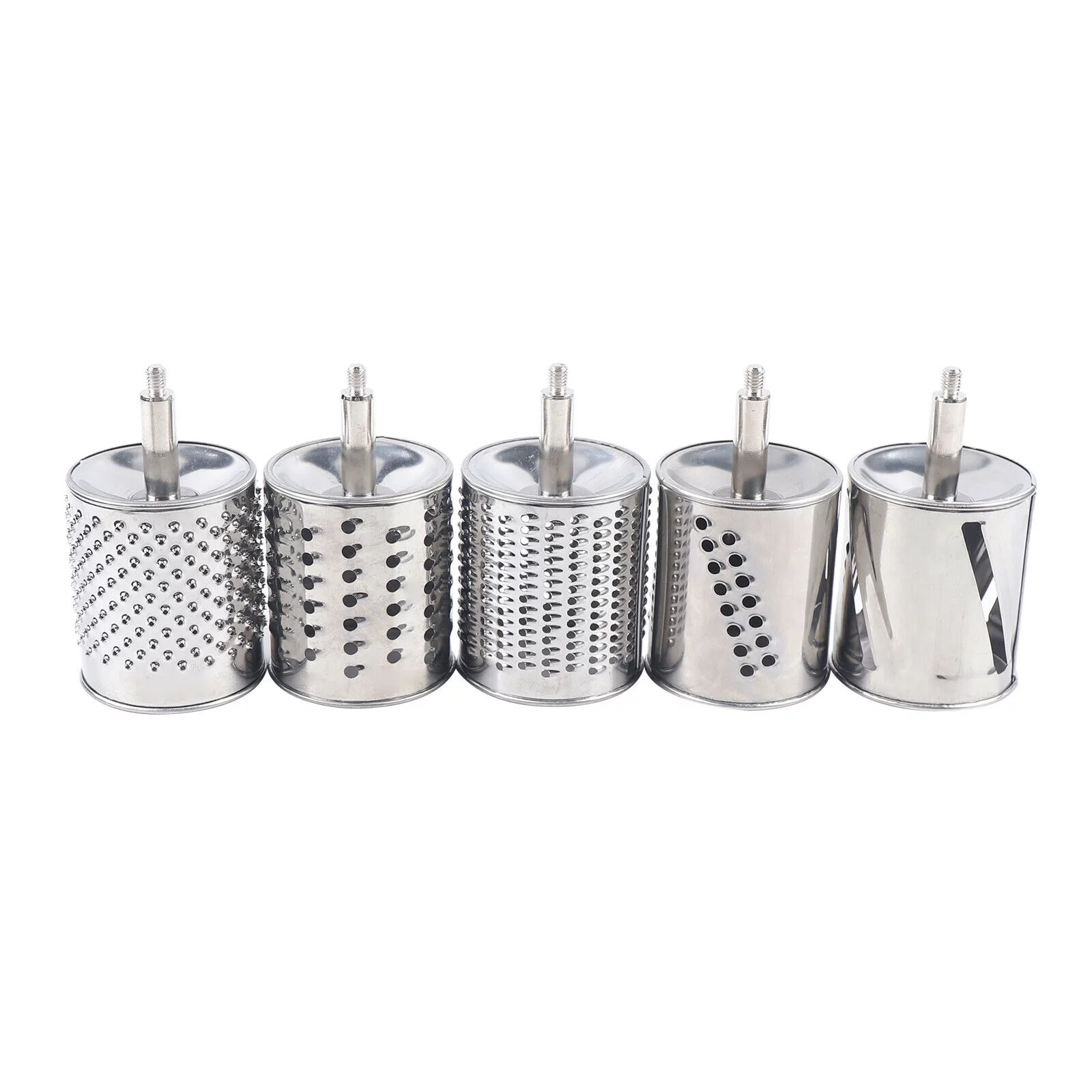 Stainless Steel Hand Held Food Grater Rotary Drum Slicer Grinder Food Graters & Lesters W/ 5 Blade