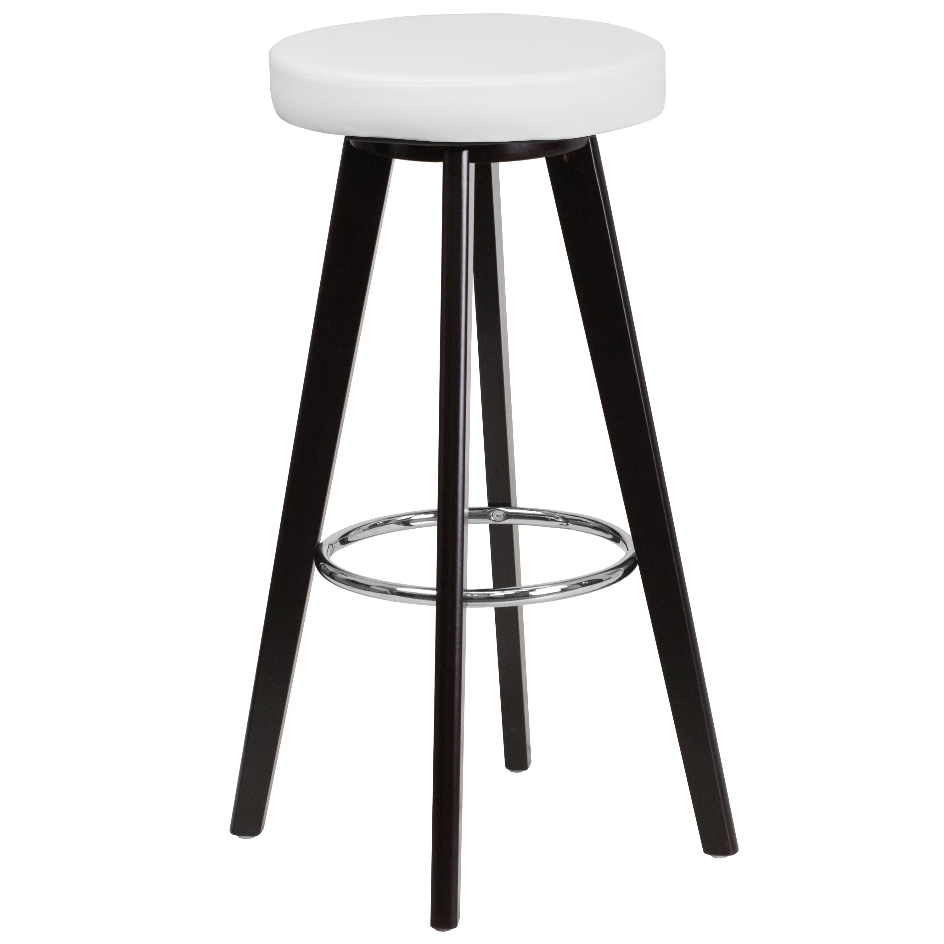 Flash Furniture Trenton Series 29'' High Contemporary Cappuccino Wood Barstool with White Vinyl Seat