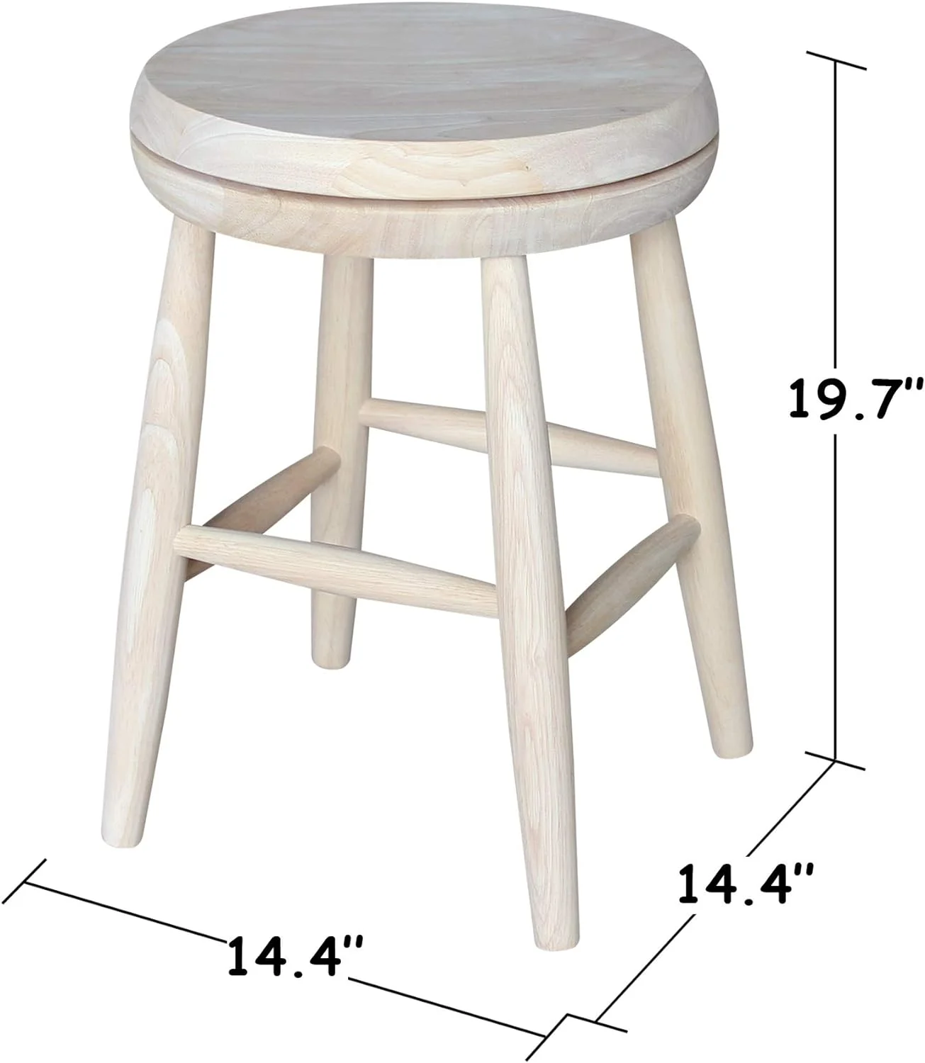 Swivel Stool Barstool, 18 Inch, Unfinished