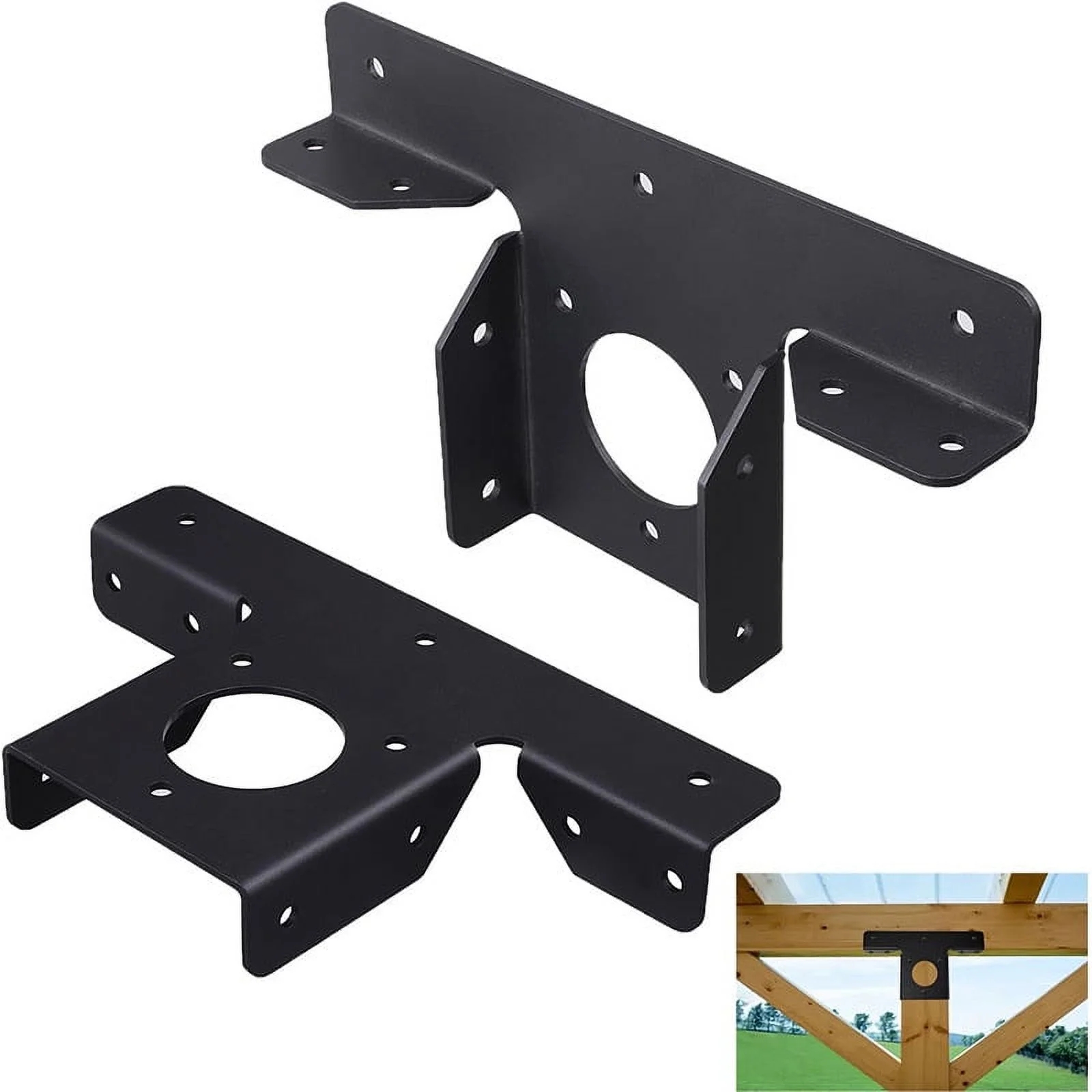 Pergola Brackets 3-Way Right Angle Corner Bracket DIY Elevated Wood Stand 2PACK with Screws for 4x4 (Actual: 3.5x3.5 Inch) Lumber Pergola Gazebo
