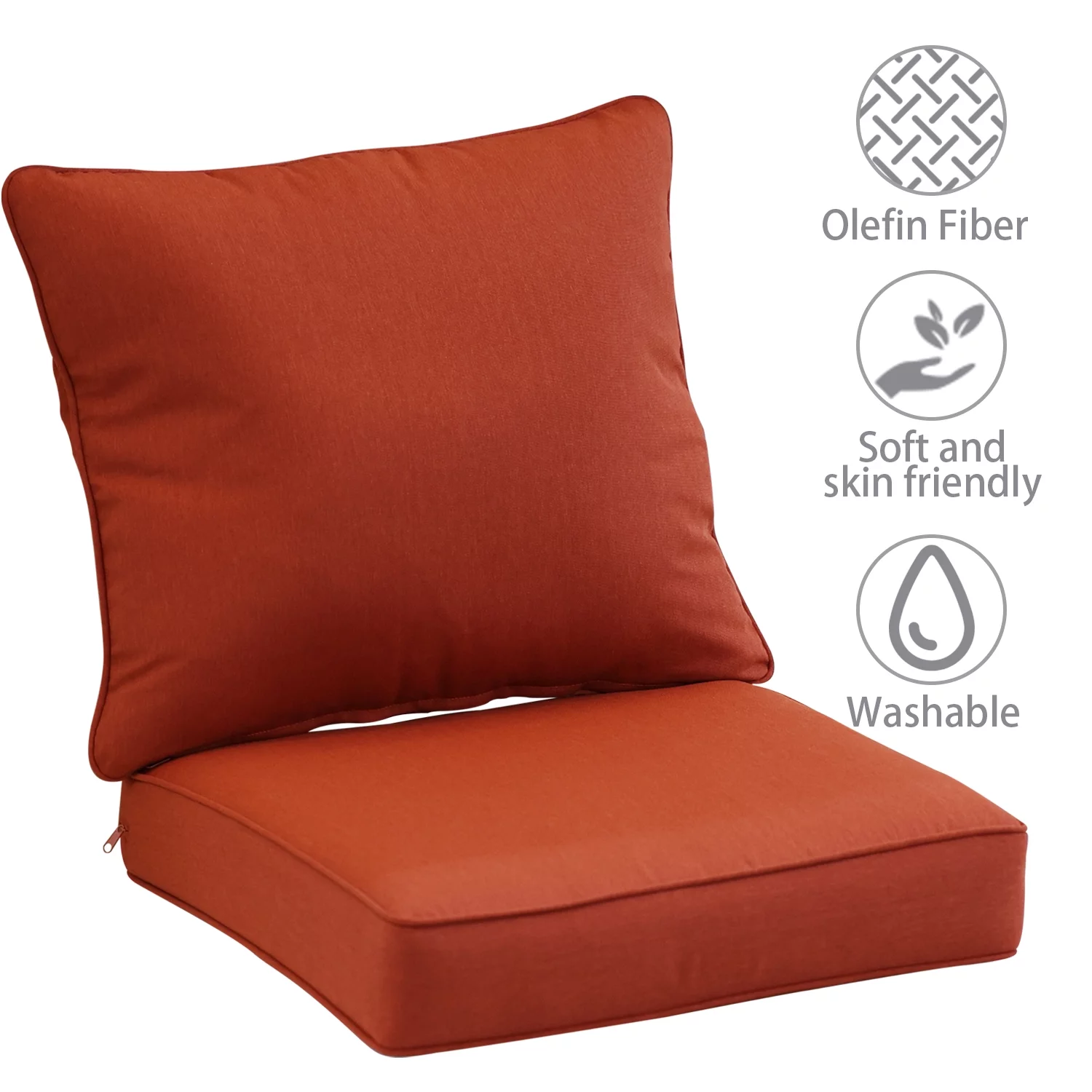 Aoodor Patio Furniture One Seater Bench Cushion 24''x24''x5.9'' Set of 2，Red.