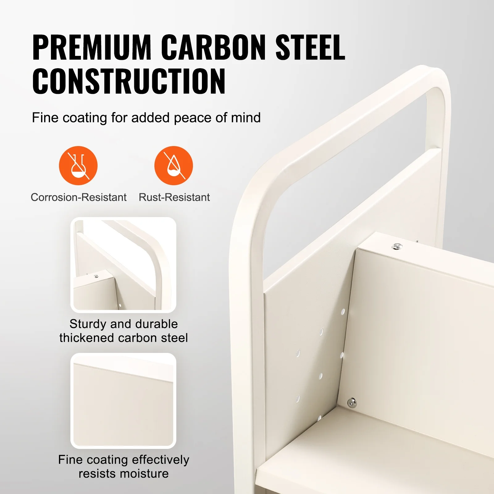 SKYSHALO Book Cart Library Cart 330 lbs Capacity with W-Shaped Shelves in White