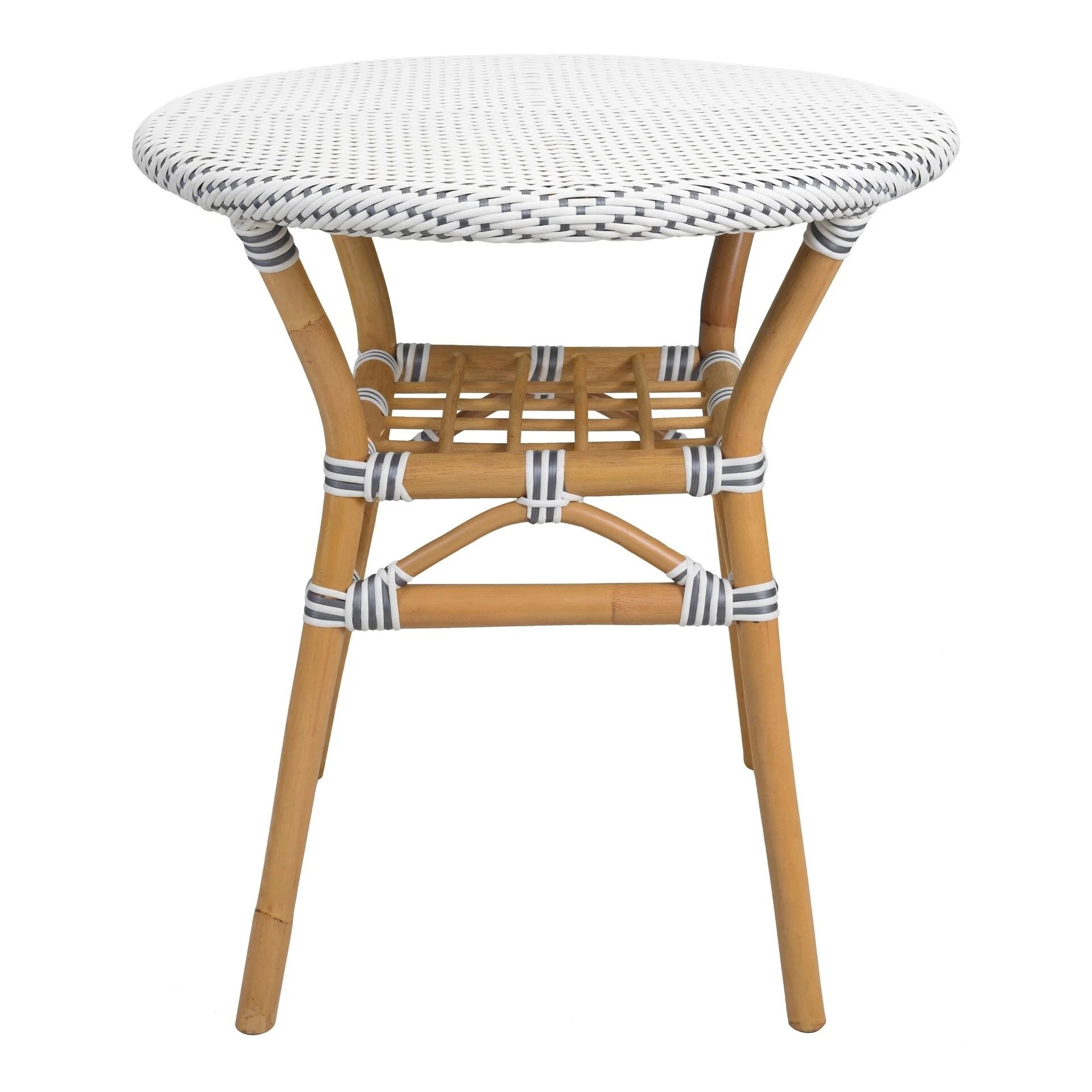 Orleans Paris Rattan Bistro Table - White/Gray