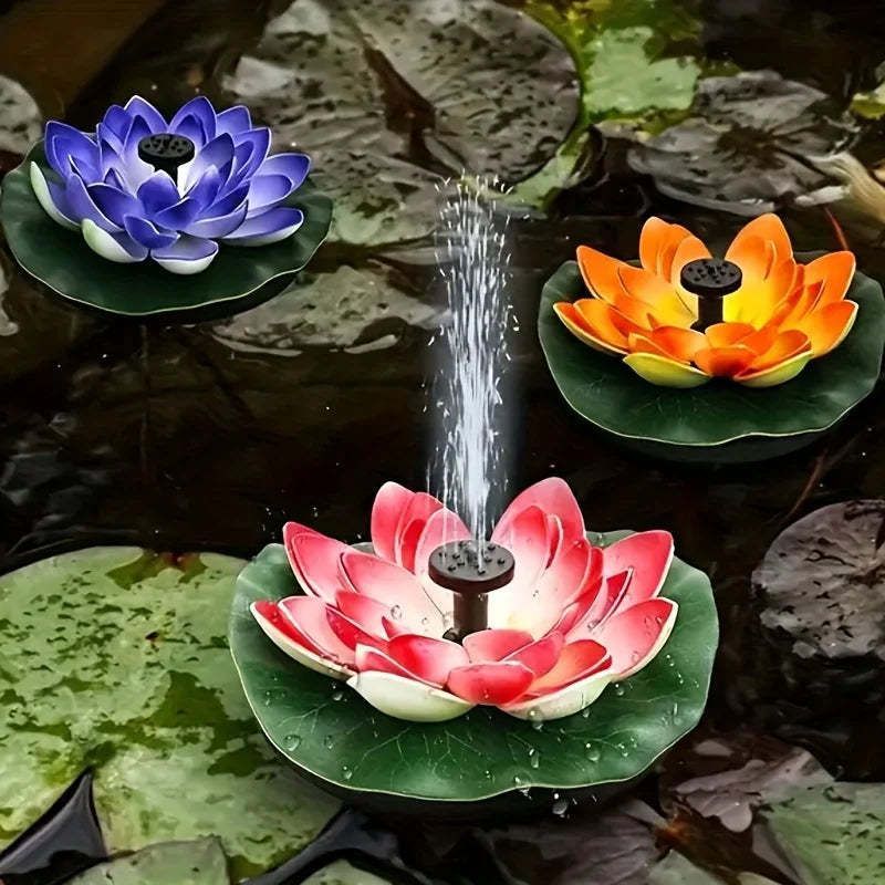 Lotus Shaped Solar Fountain Pond Decorative Man-made Lotus Shape Floating Garden Fountain  Solar Powered Outdoor Bird Bath Pool