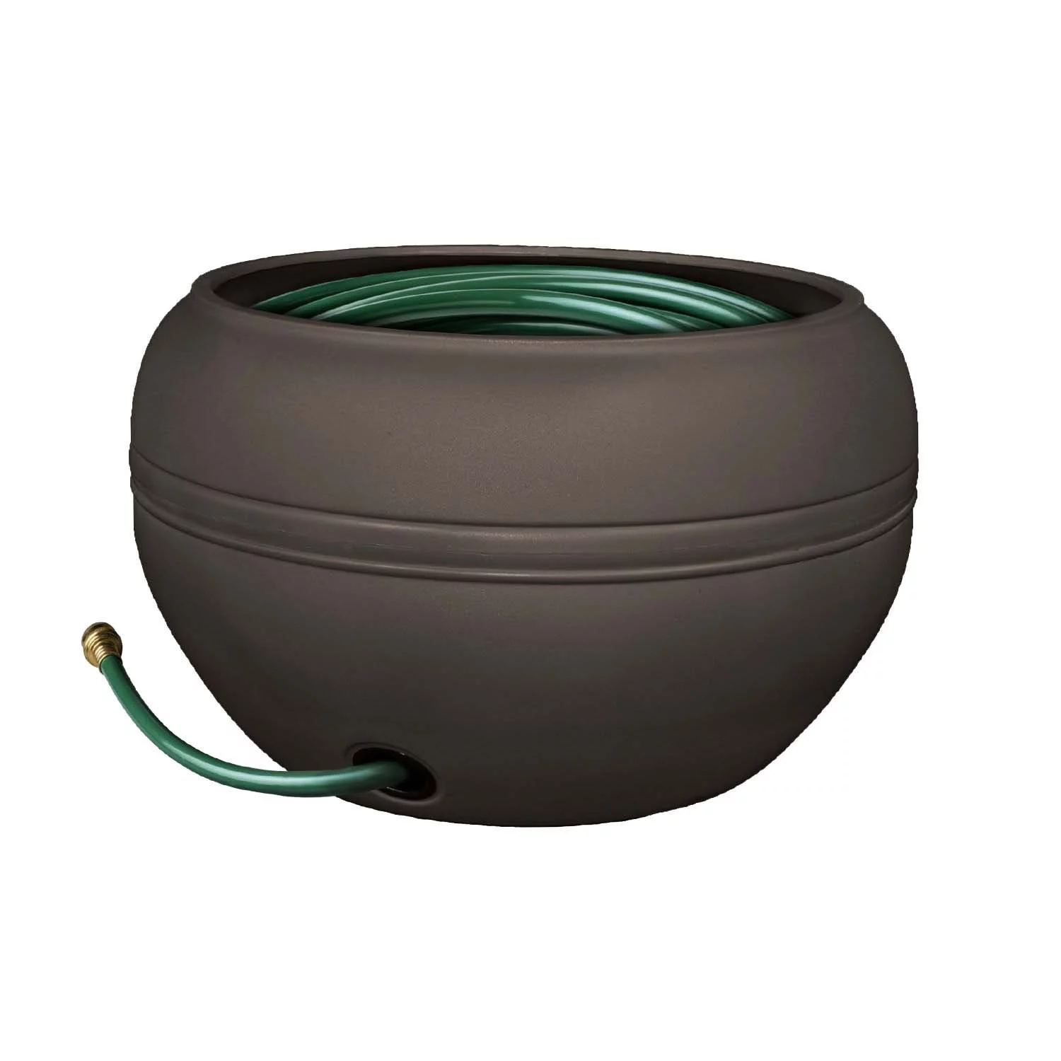 Tusco Products Durable Molded Plastic Hose Pot, 20-Inch, Espresso