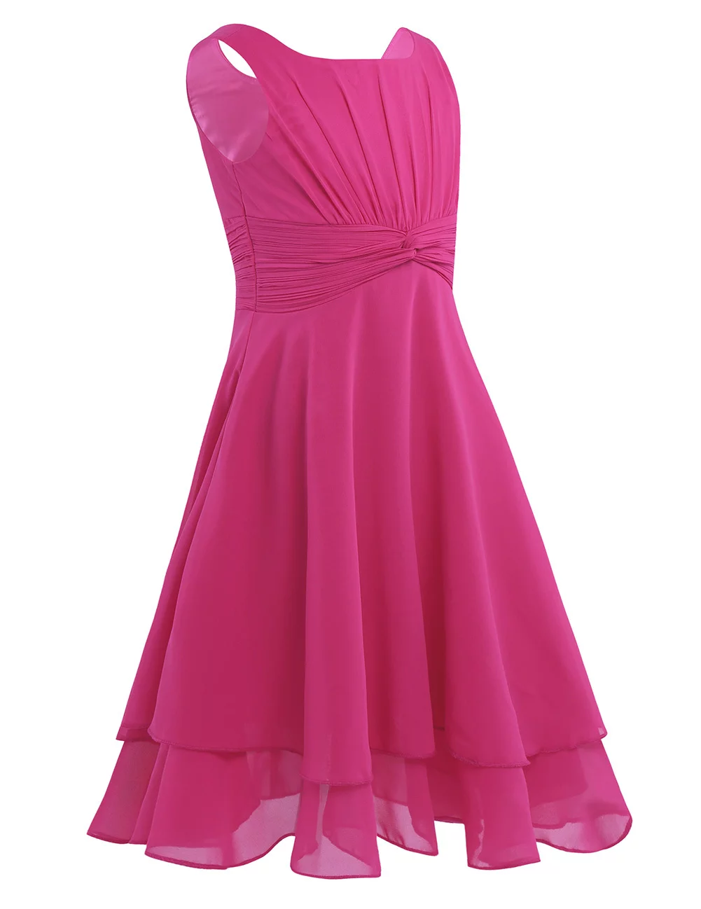 Mufeng Kids Girls Chiffon Flower Dress Wedding Pageant Bridesmaid Dress Holiday Birthday Party Dress Rose 8