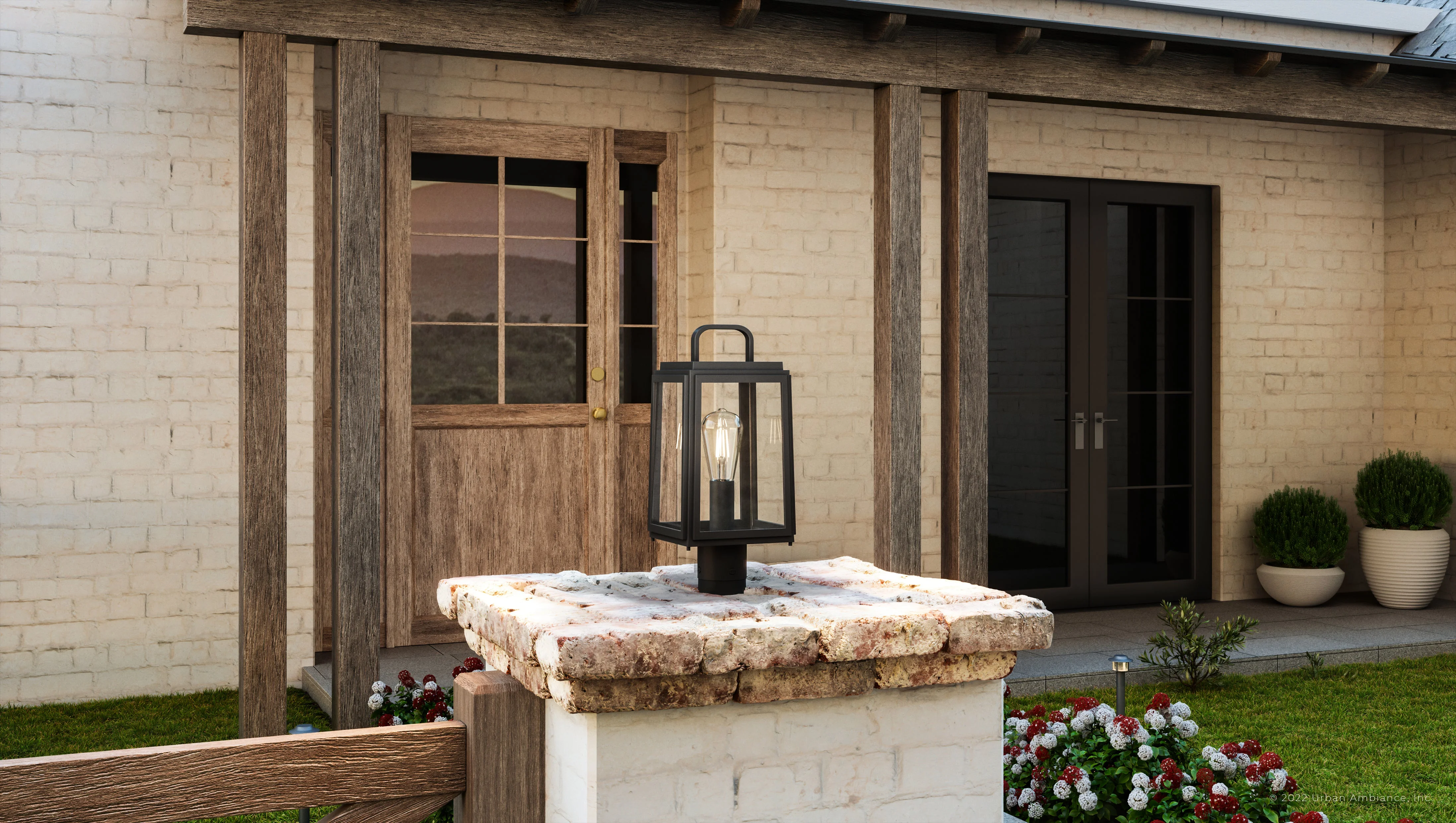 Luxury Farmhouse Post Light, 15.625H x 7W, with Modern Farmhouse Style, Olde Bronze, UHP1384 by Urban Ambiance