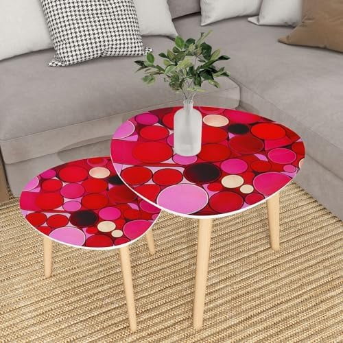 JYHOME Small Coffee Nesting  Abstract Stained Glass Mosaic Triangle End  Center   Modern   Room Bedroom Balcony