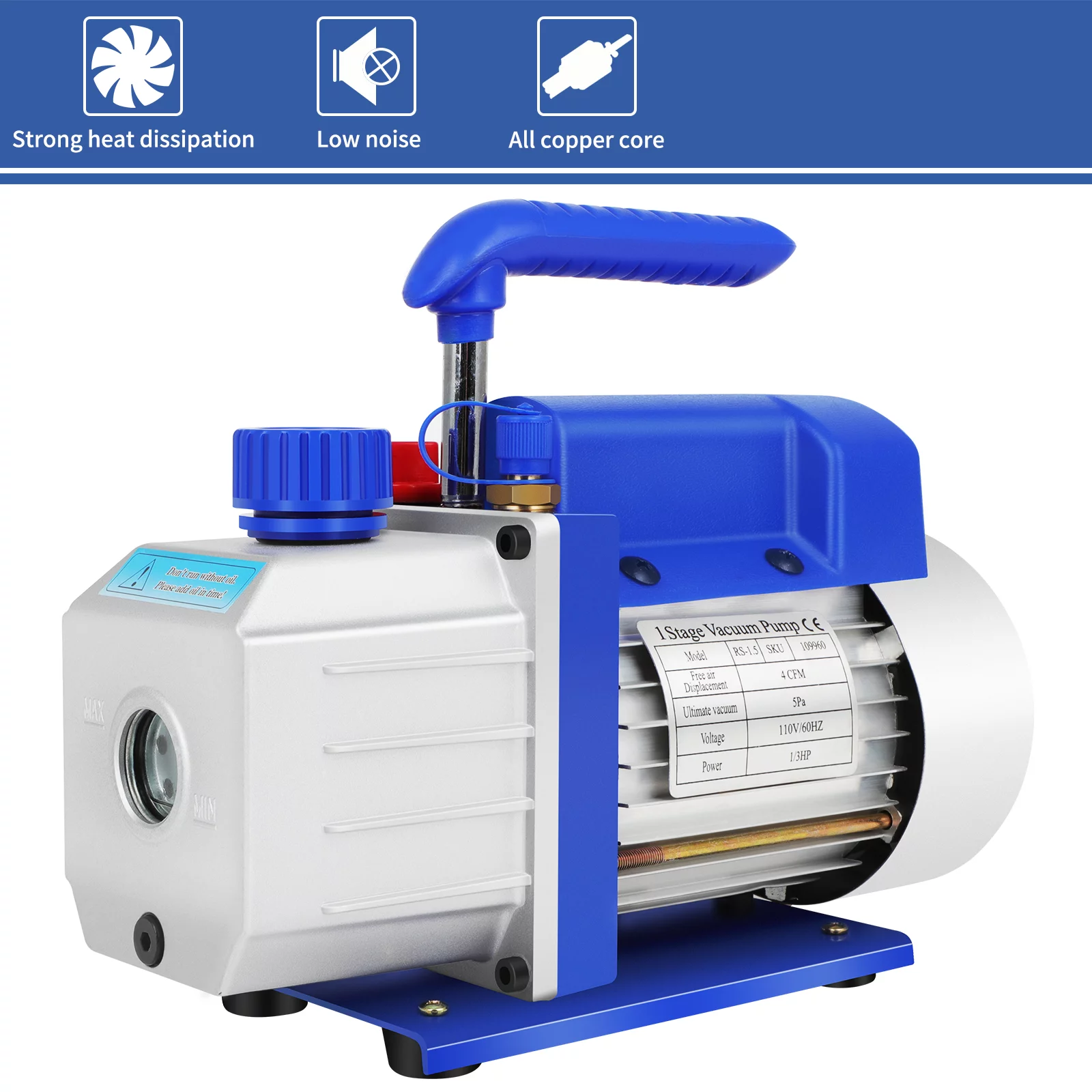 Complete Refrigerant Repair Tool Kit,1/3 HP 4CFM HVAC Vacuum Pump,R134a AC Manifold Gauge Set With Hoses and Quick Couplers,Leak Detector For Air Conditioner