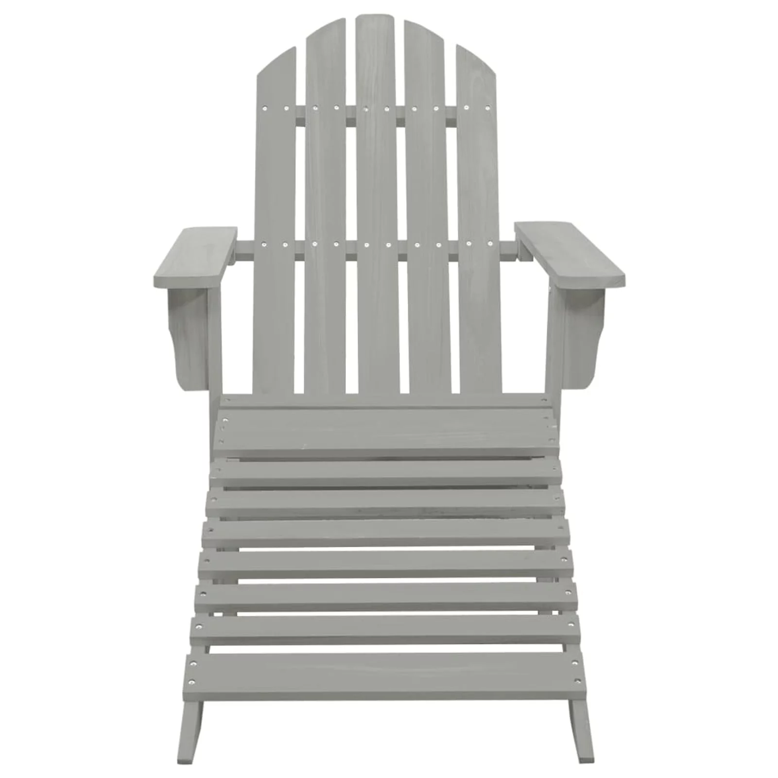 Tomshoo Patio Adirondack Chair with Ottoman&Table Solid Fir Wood Gray