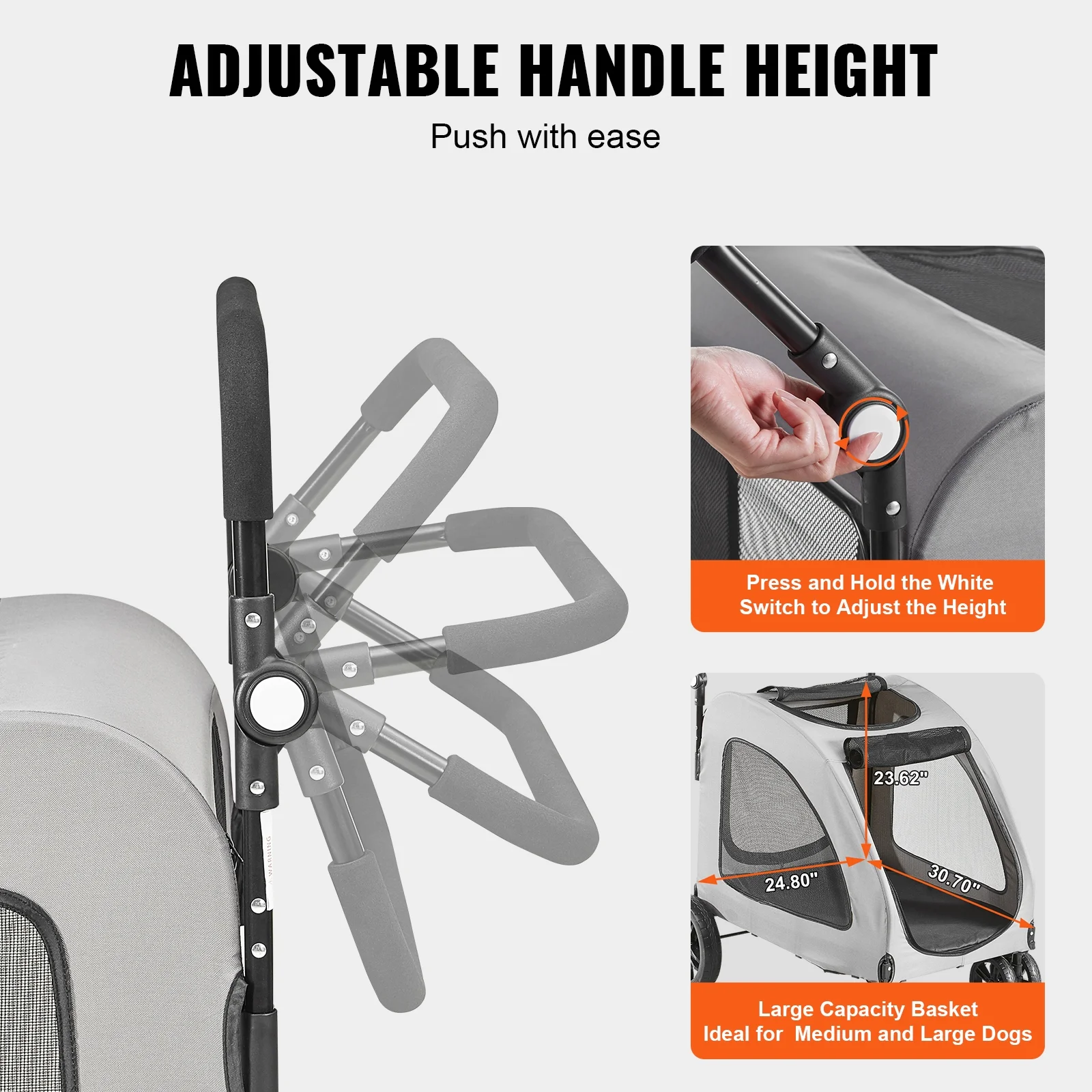 SKYSHALO  Pet Stroller 4 Wheels Dog Stroller with Brakes 160lbs Weight Capacity