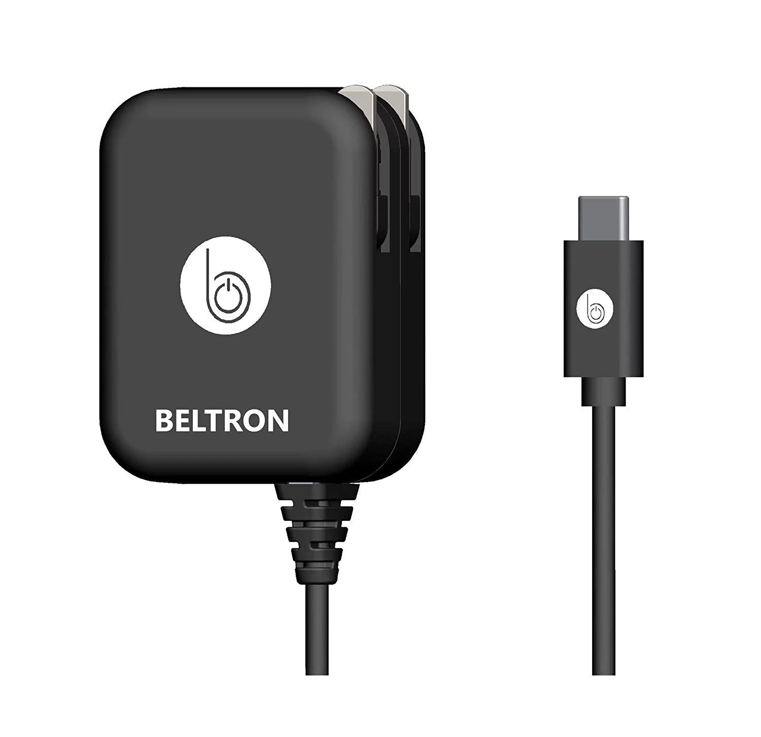 BELTRON Turbo Fast USB-C/Type C USB Wall Charger 5V / 3 AMP 30W with Built-in Cable Compatible with: iPad Pro 3rd Generation, S10e, S10, S10 Plus & All Type C USB Devices - Intertek ETL Certified