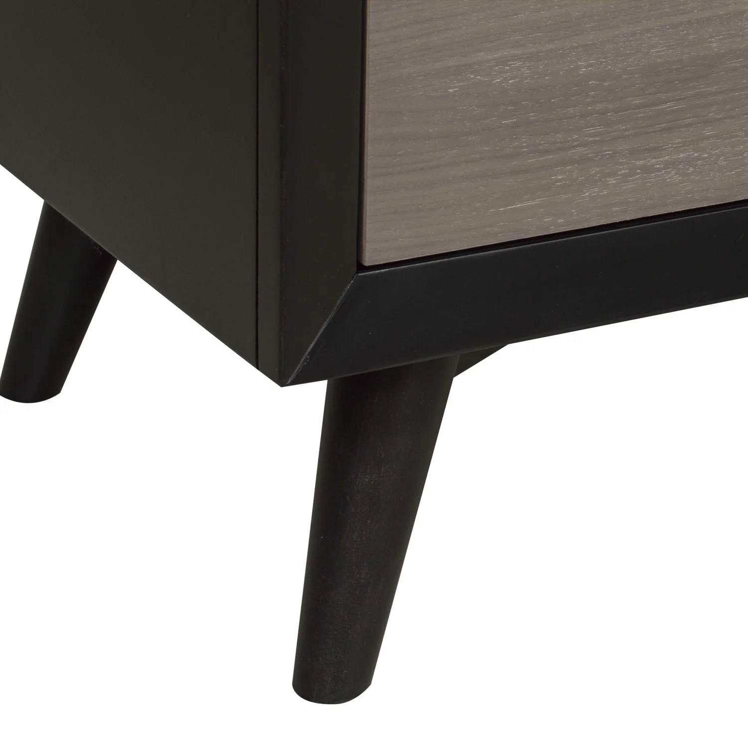 Stylish Two-Tone Finish Bedroom Nightstand Walnut Veneer Wood Retro Design 3 Drawers Tapered Legs