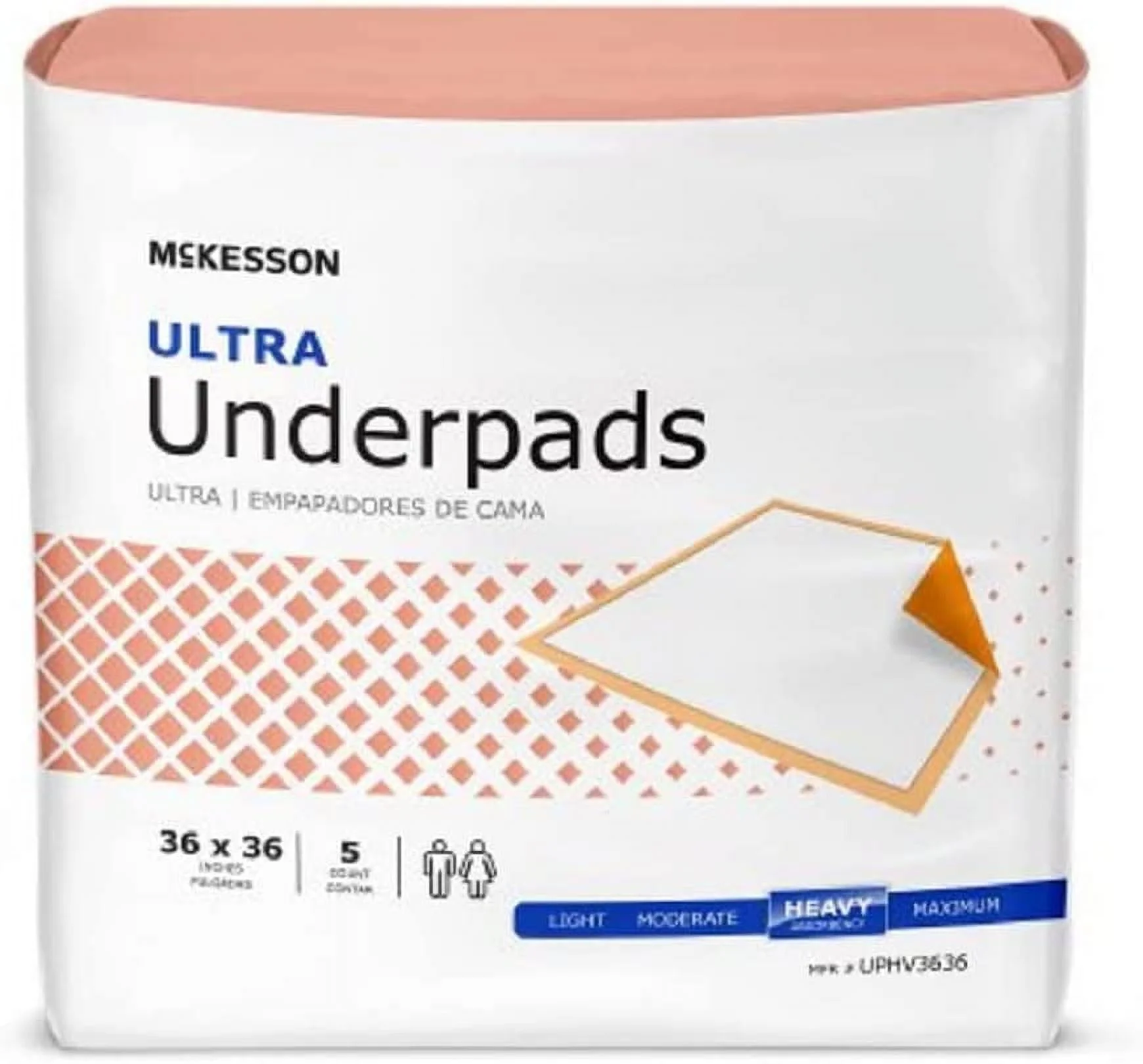 Ultra Underpads, Adult Incontinence Bed Pads, Chux, Disposable, Heavy Absorbency, 36 in x 36 in, 50 Count