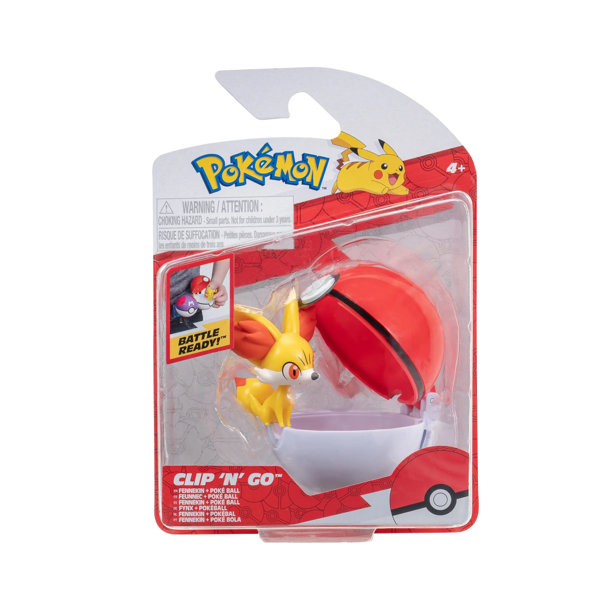 Pokemon Clip ‘N’ Go Fennekin and Poke Ball - Includes 2-Inch Battle Figure and Poke Ball Accessory