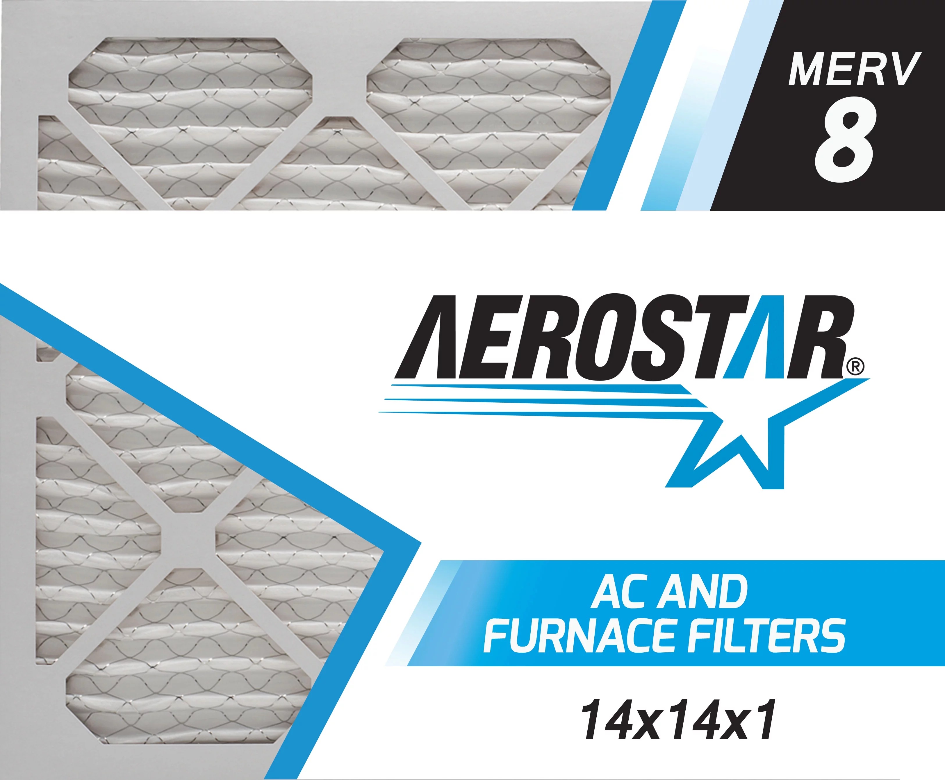 14x14x1 AC and Furnace Air Filter by Aerostar - MERV 8, Box of 6