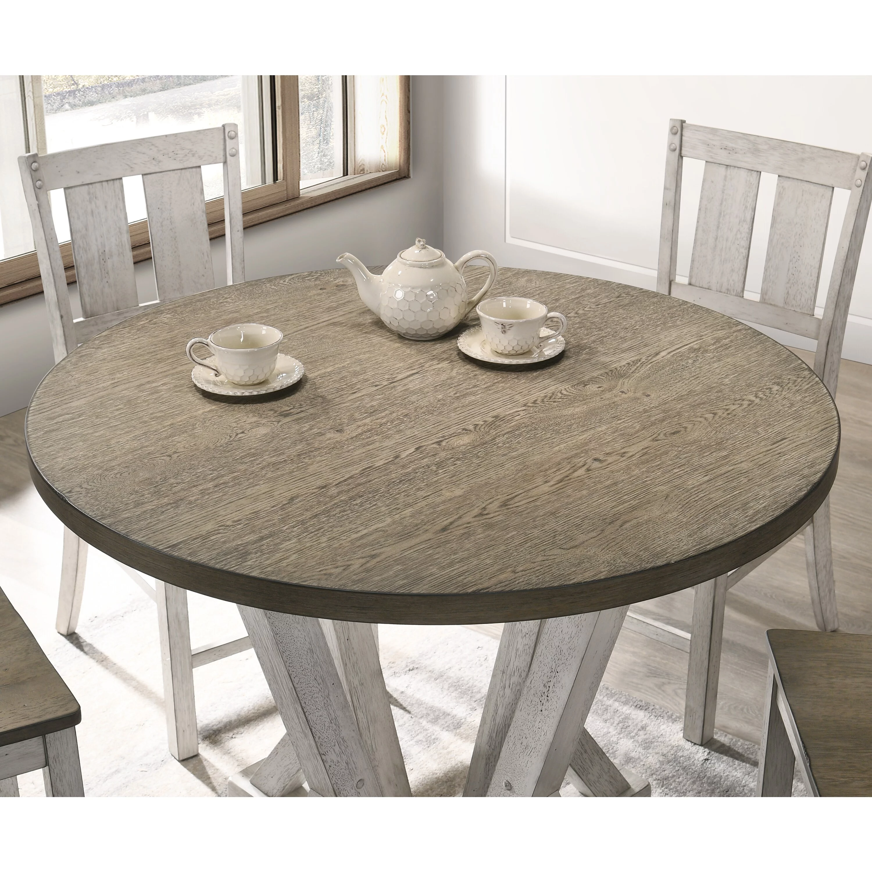 Furniture of America  Theile Rustic 42-inch Round Counter Height Table Light Oak Antique, Oak Finish