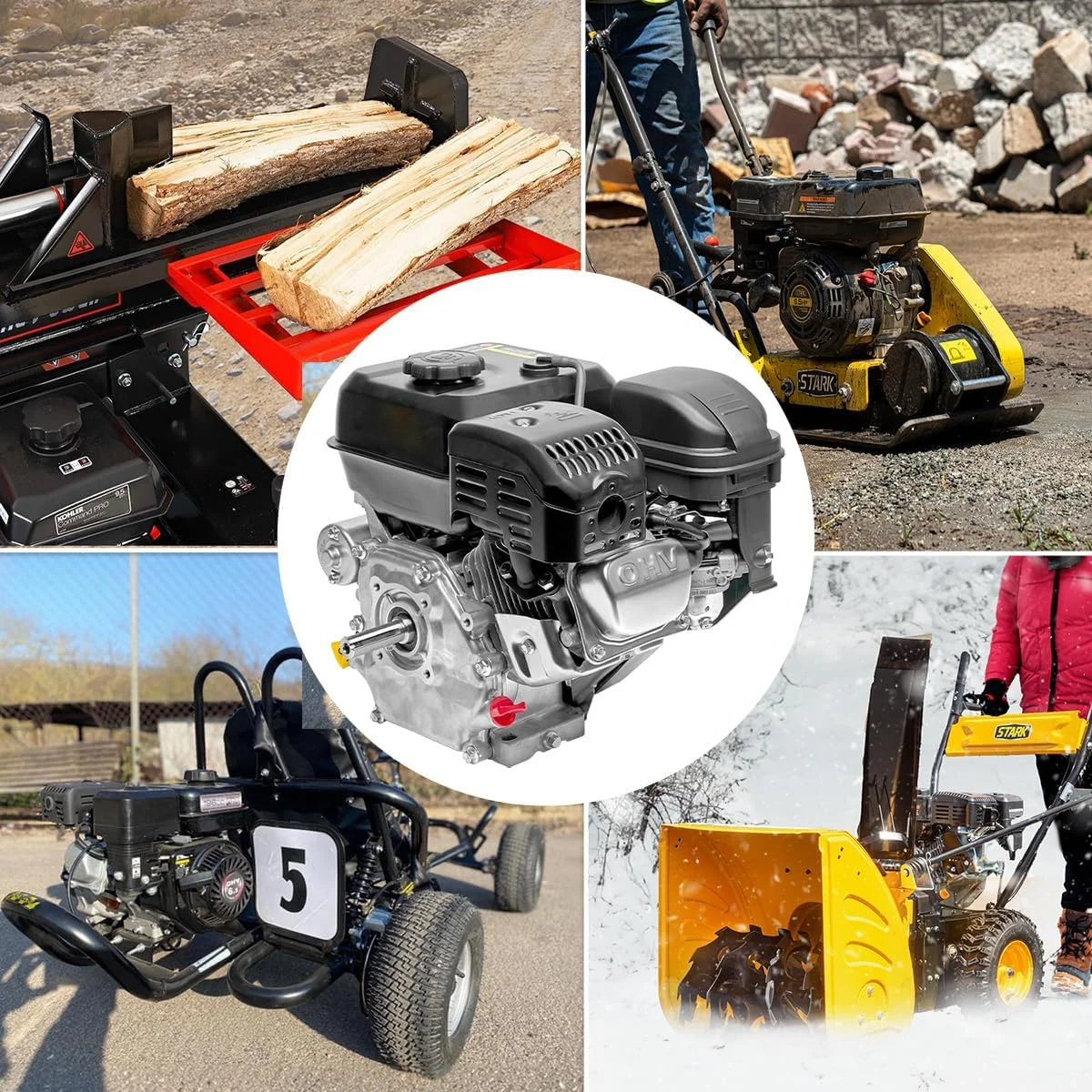 XtremepowerUS 7.5HP Multi-Use Engine Go Kart Log Recoil/Electric Start Gas Powered