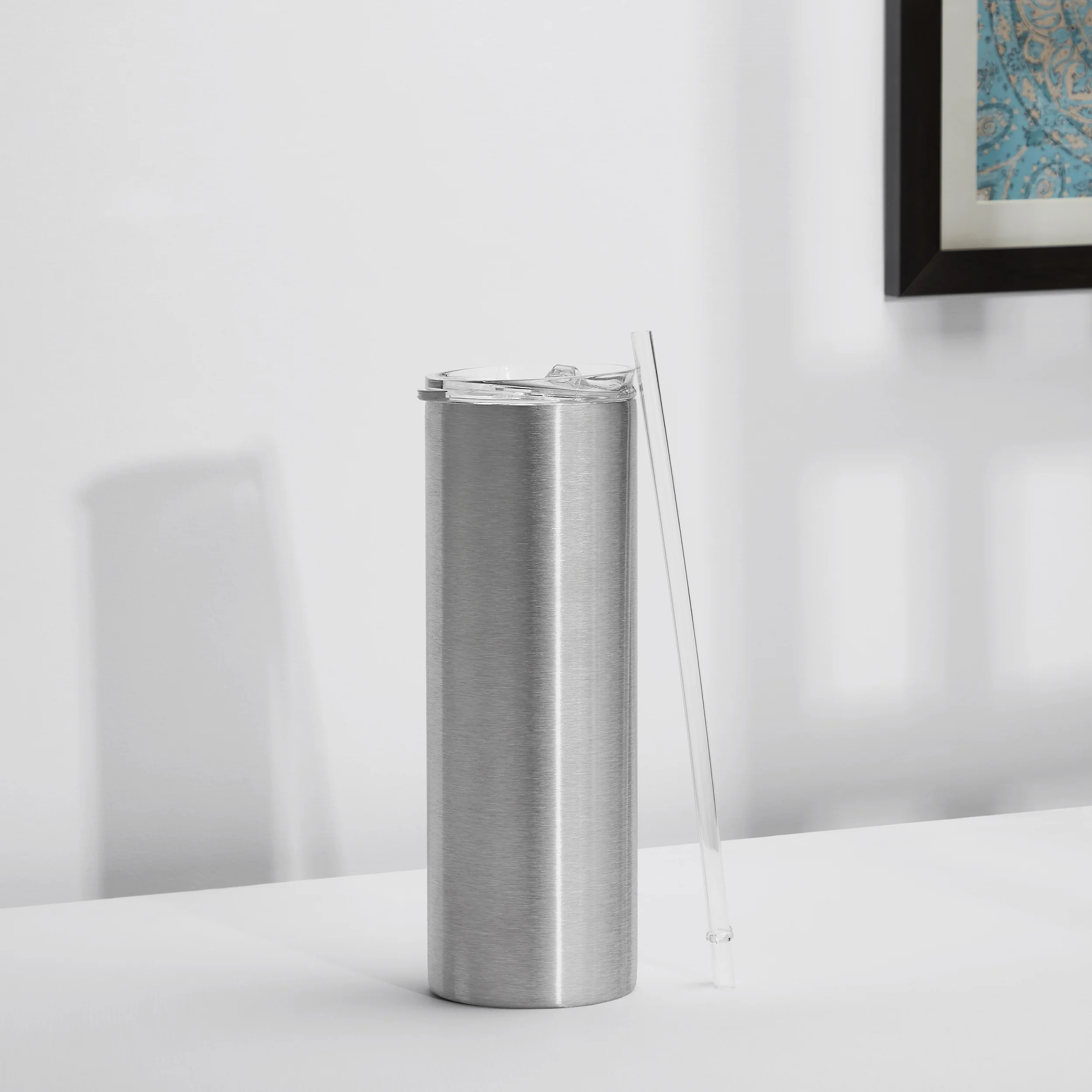 Makerflo Destash 30 Oz, 25 Pack Skinny Insulated Tumblers, Stainless Steel, Silver