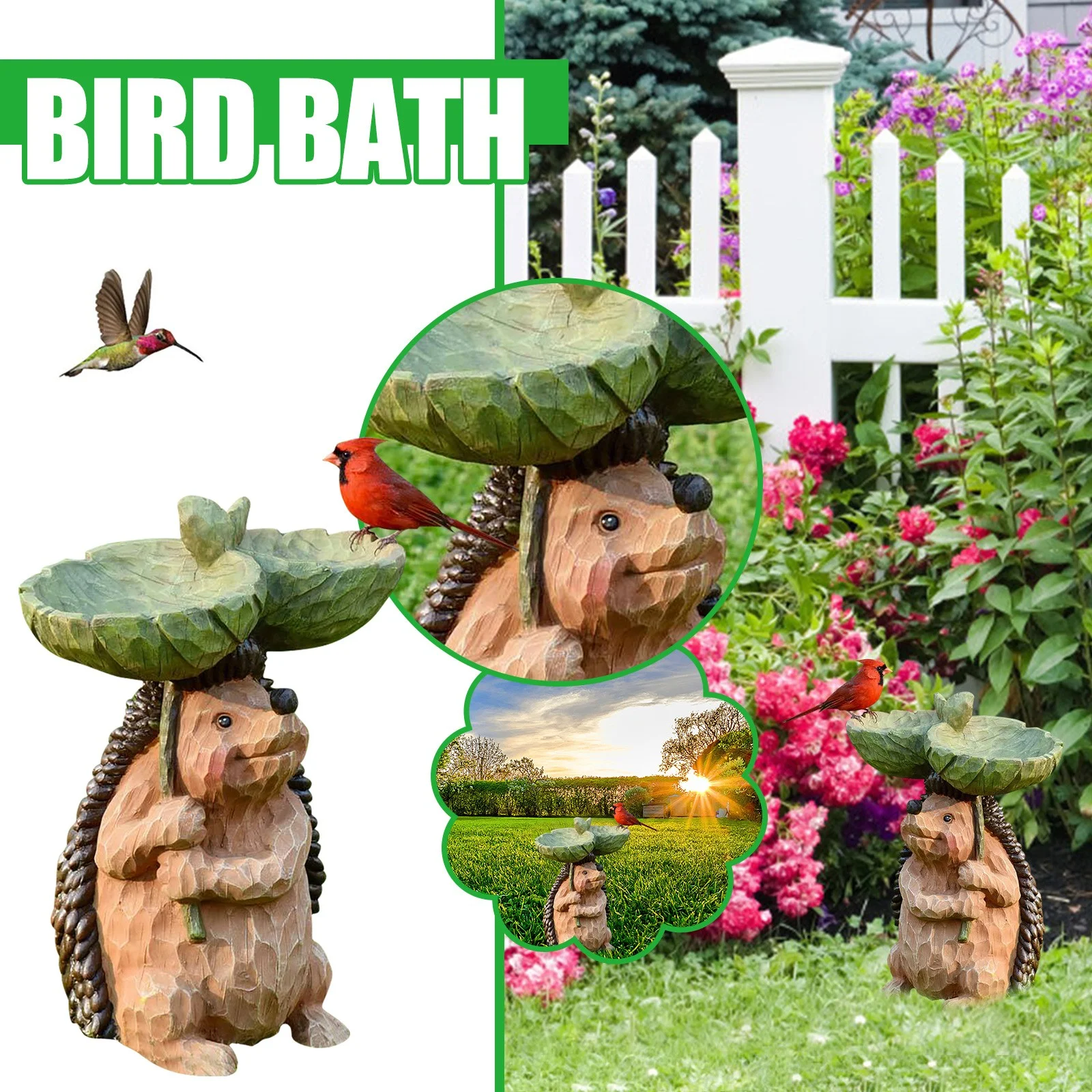 Ljxge Sculptures , Statues Resin Birdbath Polyresin Antique Garden Bird Bath for Home Garden Yard