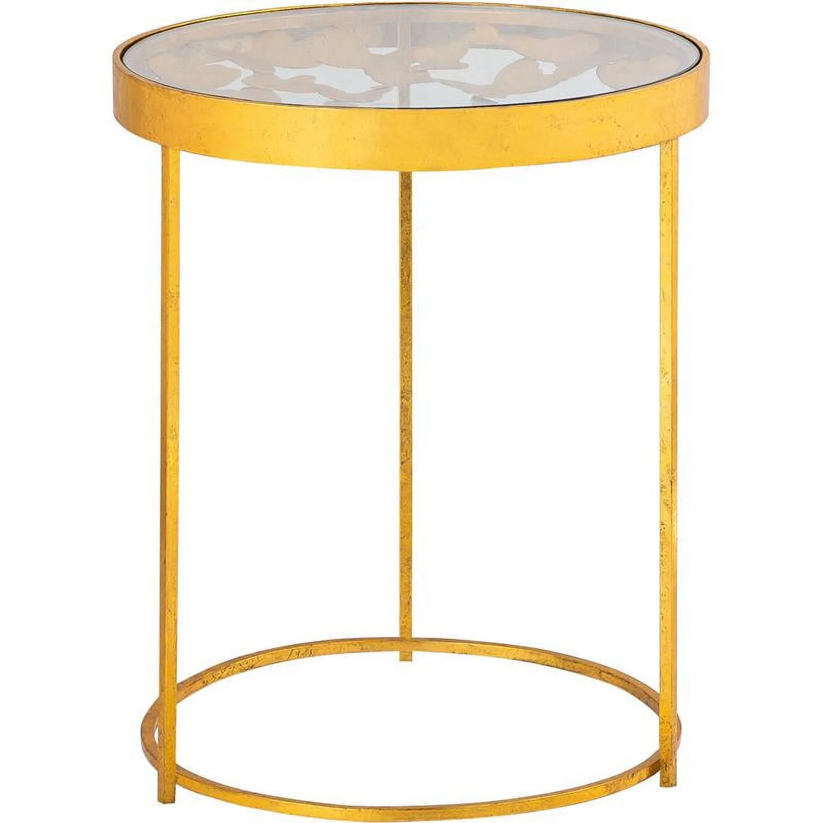Meridian Furniture Butterfly Round Gold Foil Glass Top End Table