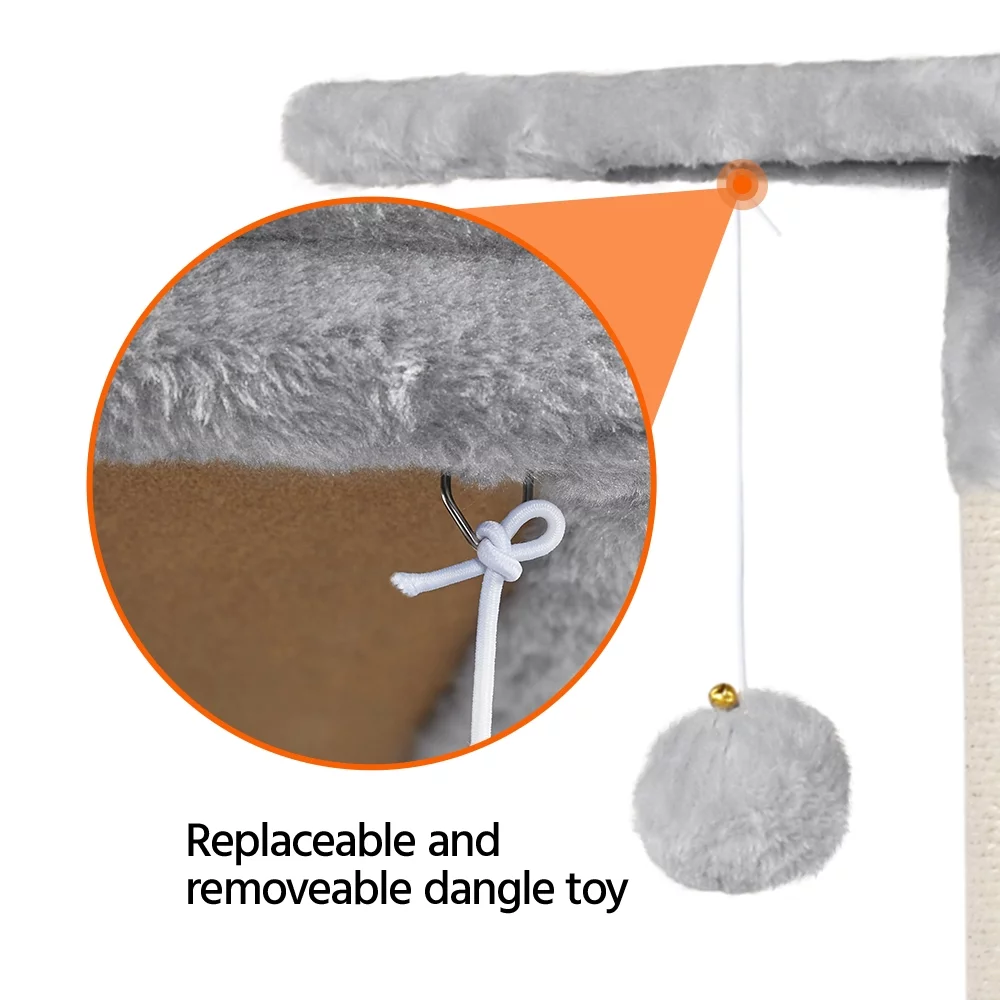 Topeakmart 47.5'' Multilevel Cat Tree Condo Cat Tower with Scratching Post Light Gray