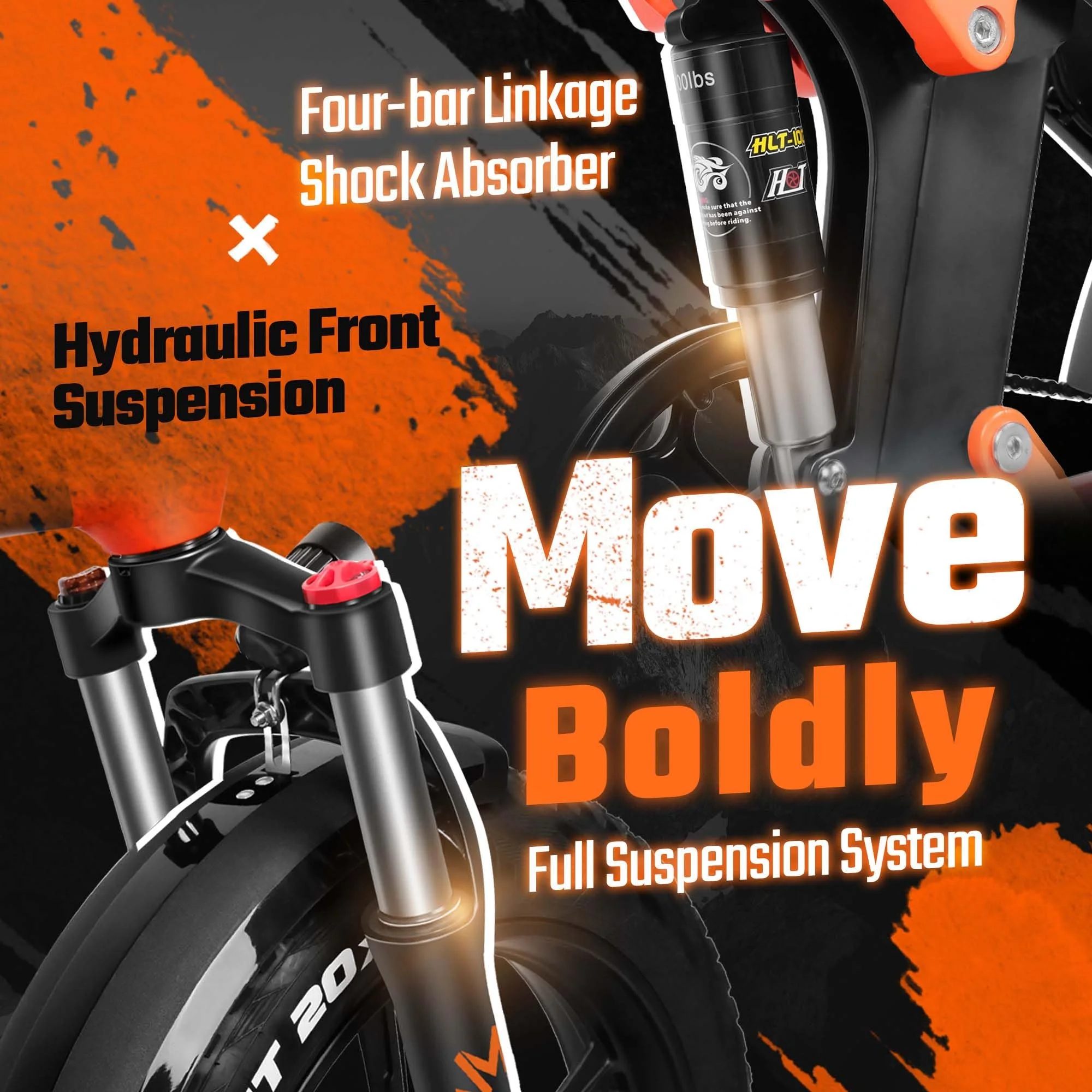 Folding Electric Bike Full Suspension 750W 20MPH Color Display 7 Speed 20