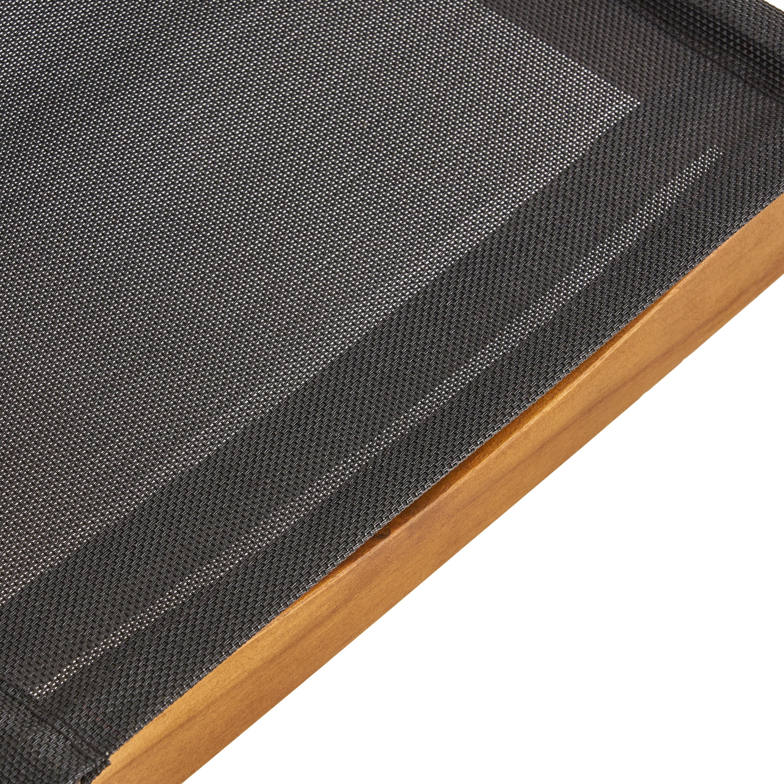 GDF Studio Estrada Outdoor Mesh and Acacia Wood 5 Piece Dining Set, Teak and Black