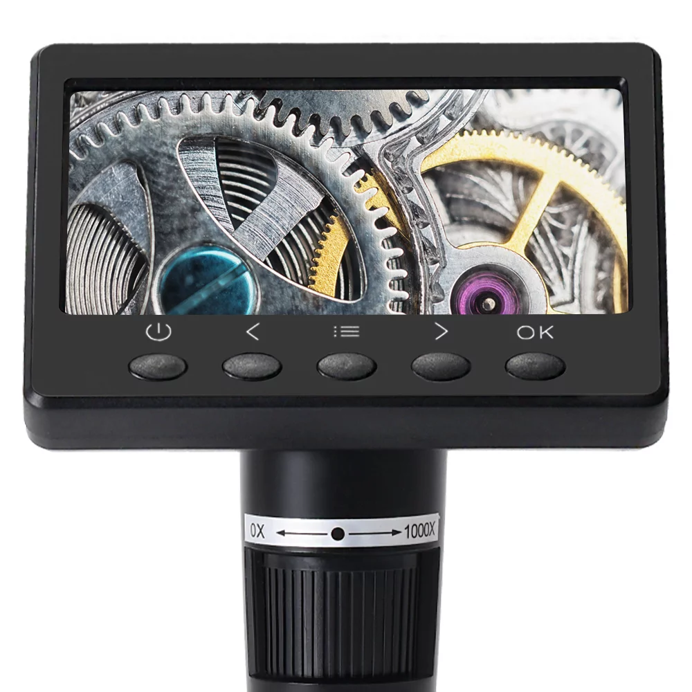 Arealer 4.3 Inch Display 1000X Digital Microscope Photo Video Taking with 8 Adjustable Lifting Aluminum Alloy Stand for Jewelry Identification Mobilephone Repairs