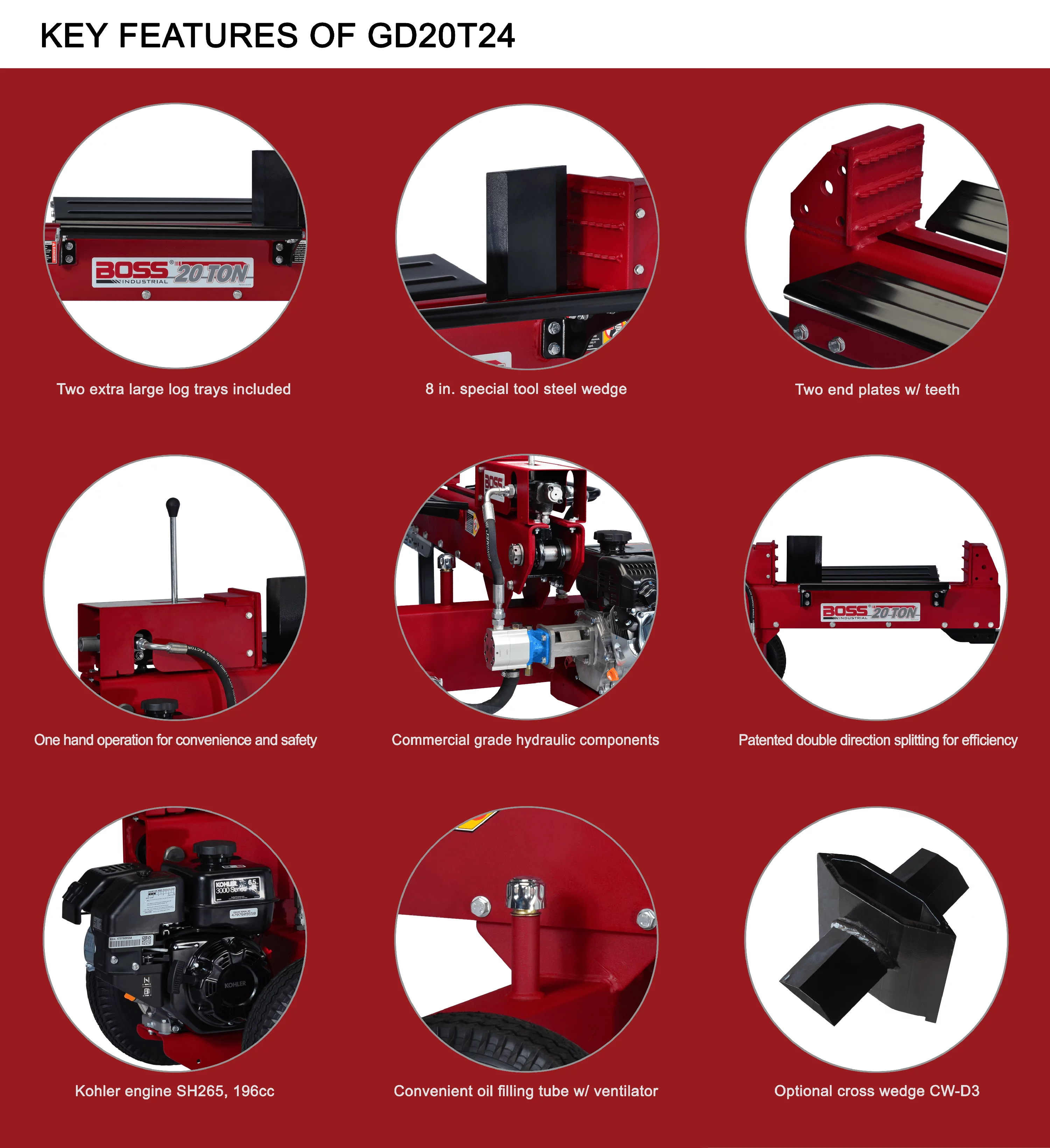 Boss Industrial  20 Ton Gas Log Splitter