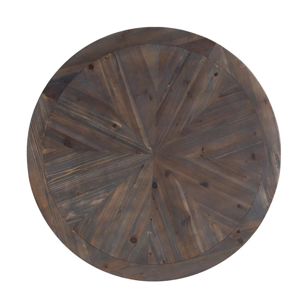 HomeRoots 402119 36 in. Reclaimed Wood & Metal Round Coffee Table, Natural & Brown