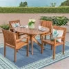 GDF Studio Argo Outdoor Acacia Wood 5 Piece Dining Set, Teak
