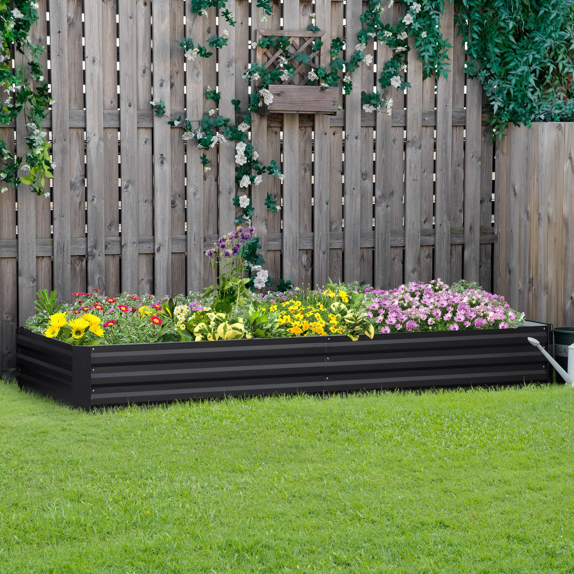 Outsunny Galvanized Raised Garden Bed Metal Planter Box Easy Quick Setup