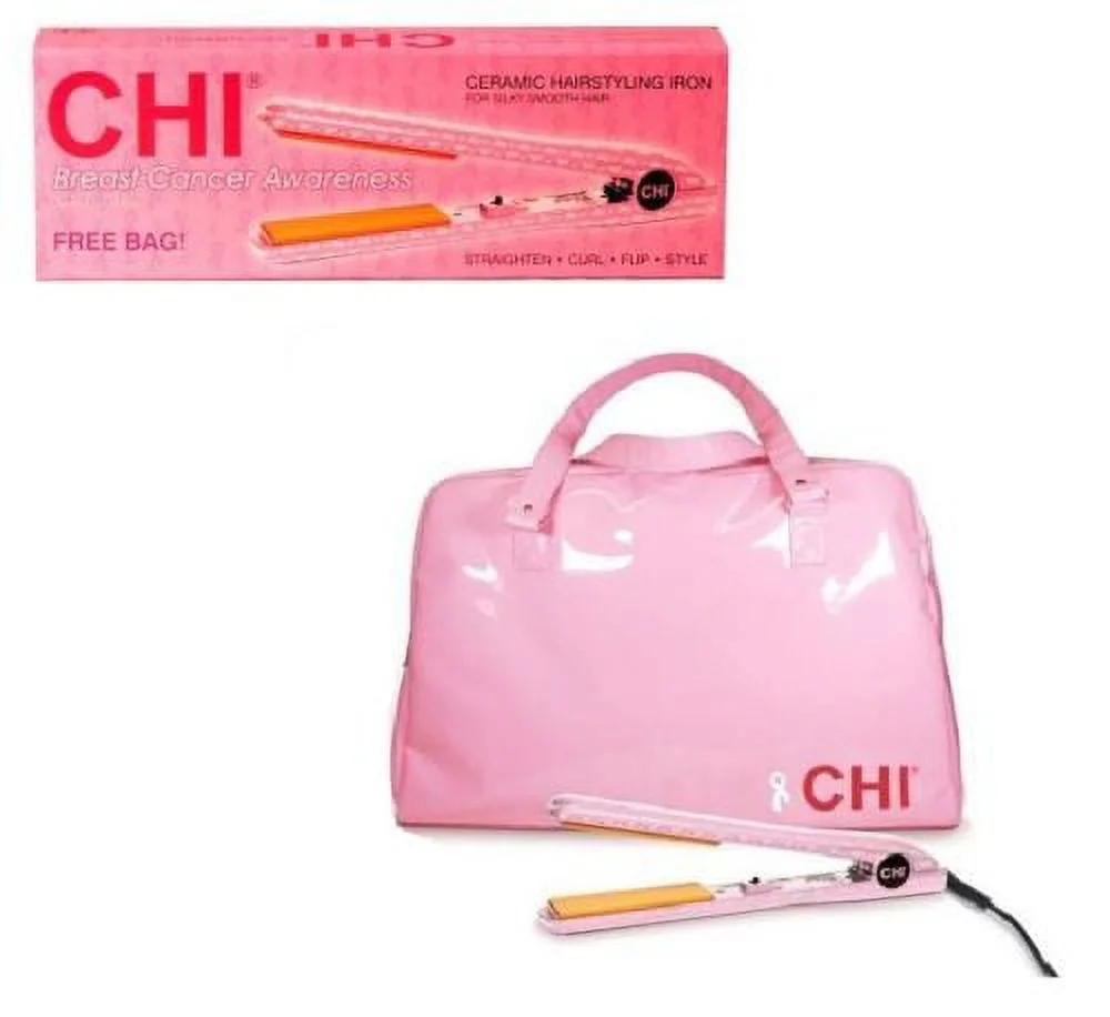 Chi Hair Strightening Flat Iron, Breast Cancer pink + BAG, 1