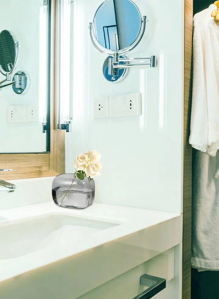 Serene Spaces Living Grey Glass Oblong Vase, 6.5