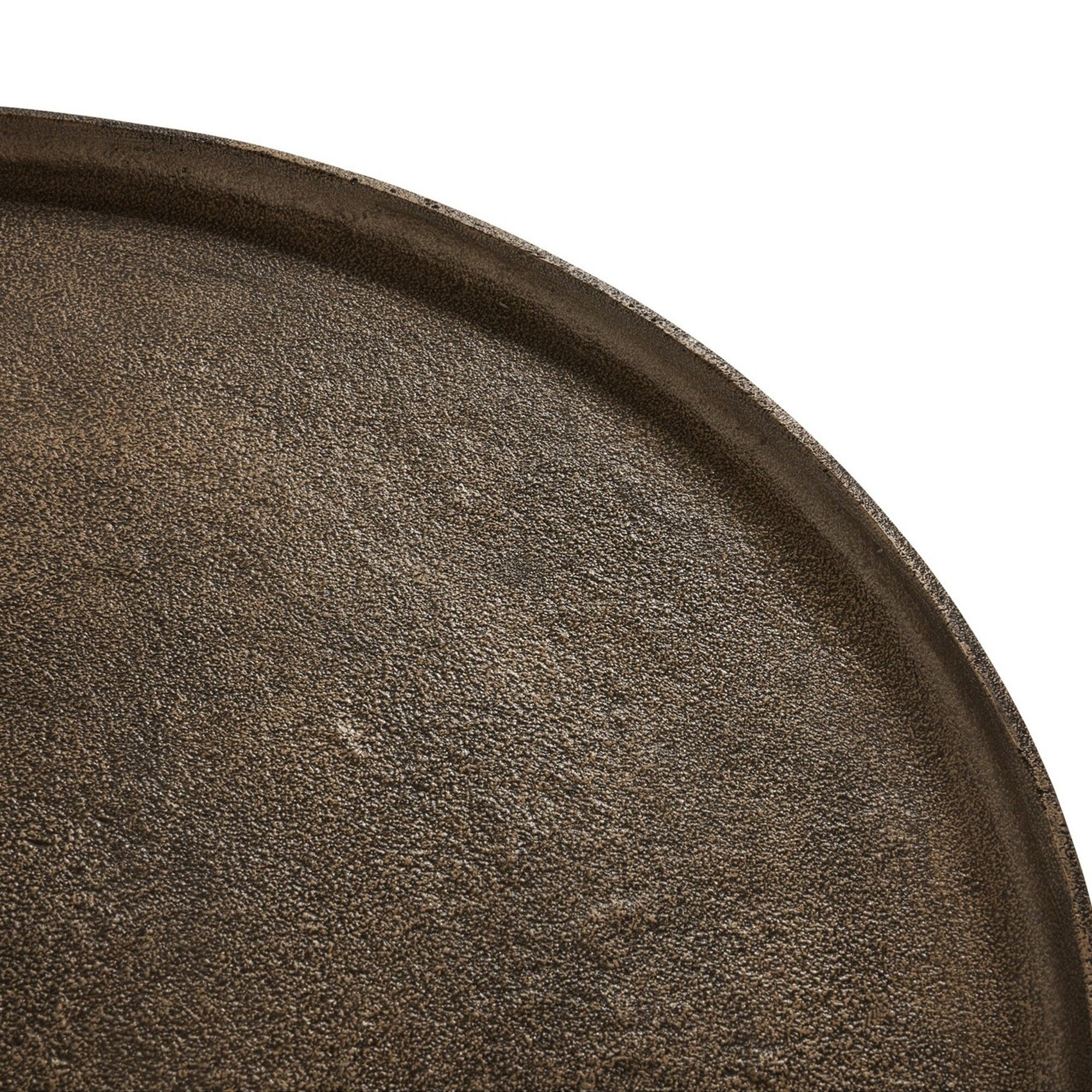 Rexi 40 Inch Aluminum Coffee Table, Round Tray Top, Bronze