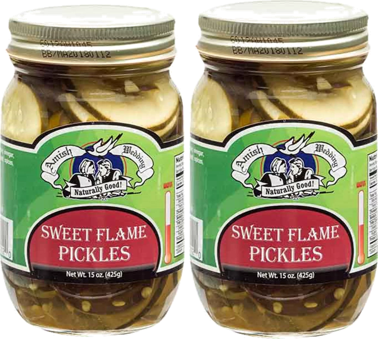 Amish Wedding Foods Sweet Flame Pickle Chips, 2-Pack 15 oz. Jars