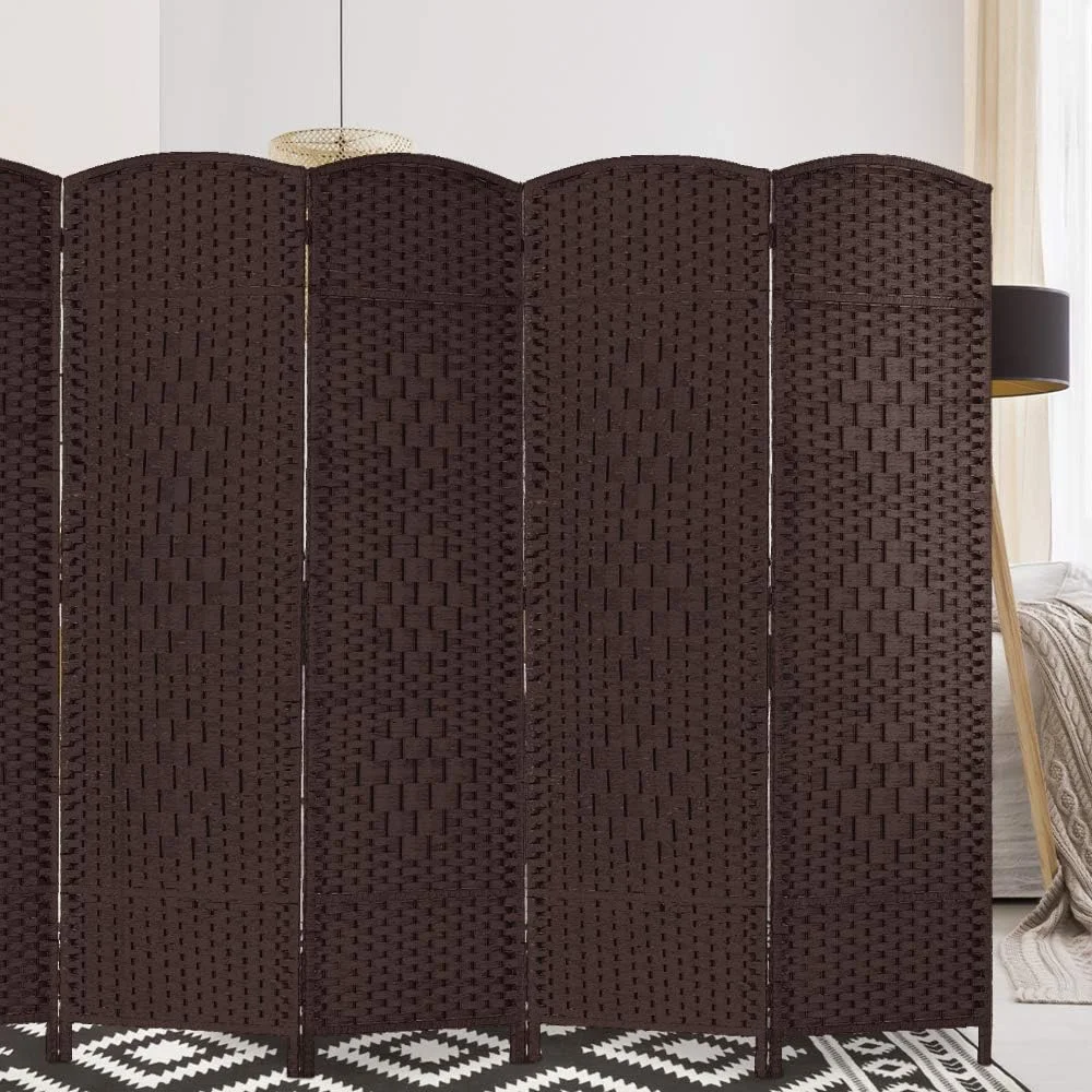 YPDRYGV Room dividers 6 ft. Tall-20 Wide Freestanding Privacy Screen with  Woven Fiber  Foldable Panel Partition Wall Divider  Double-Hinged Room Dividers(Brown  6 Panel)