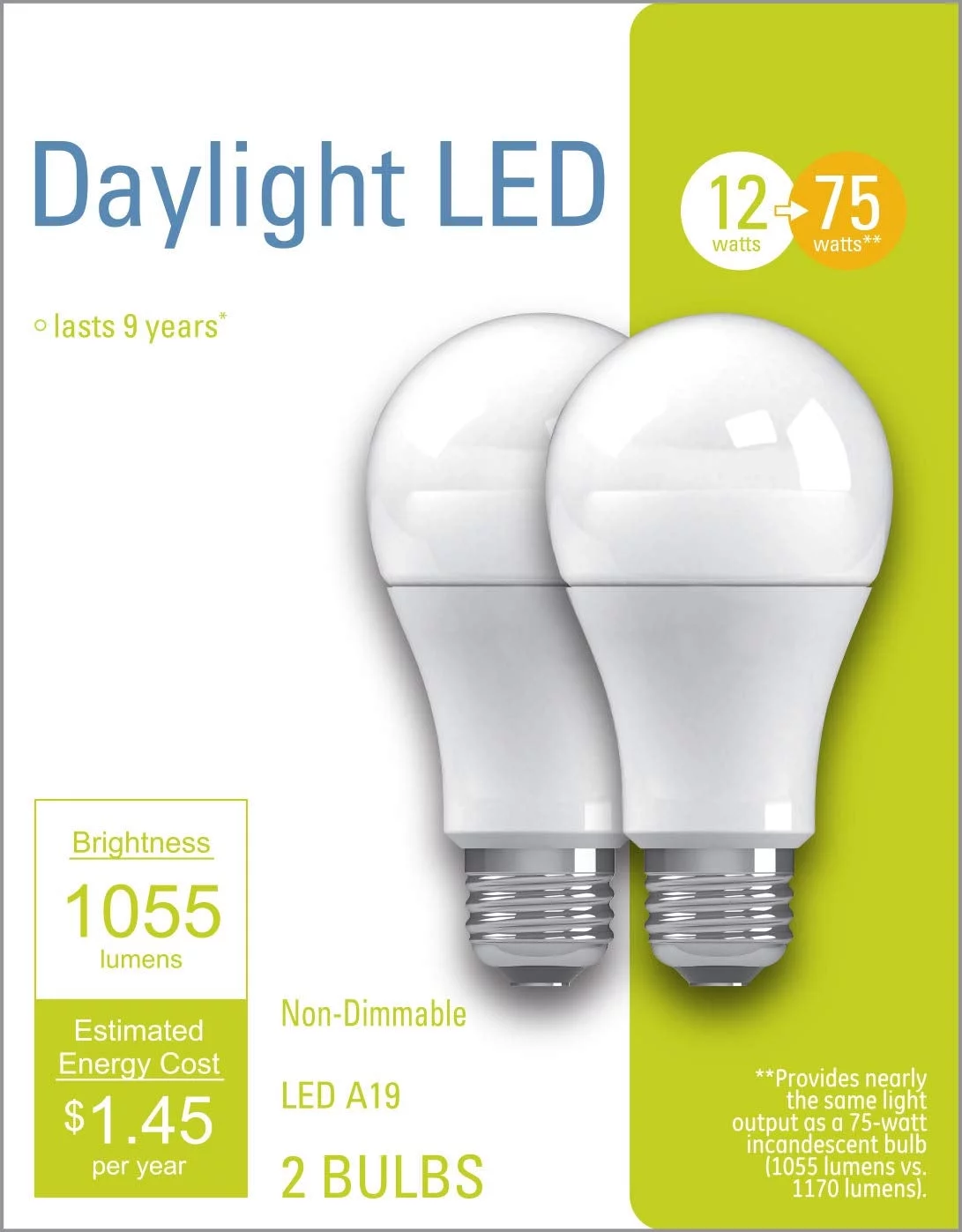 GE 32591 Daylight LED Light Bulbs, 12 Watts, Each