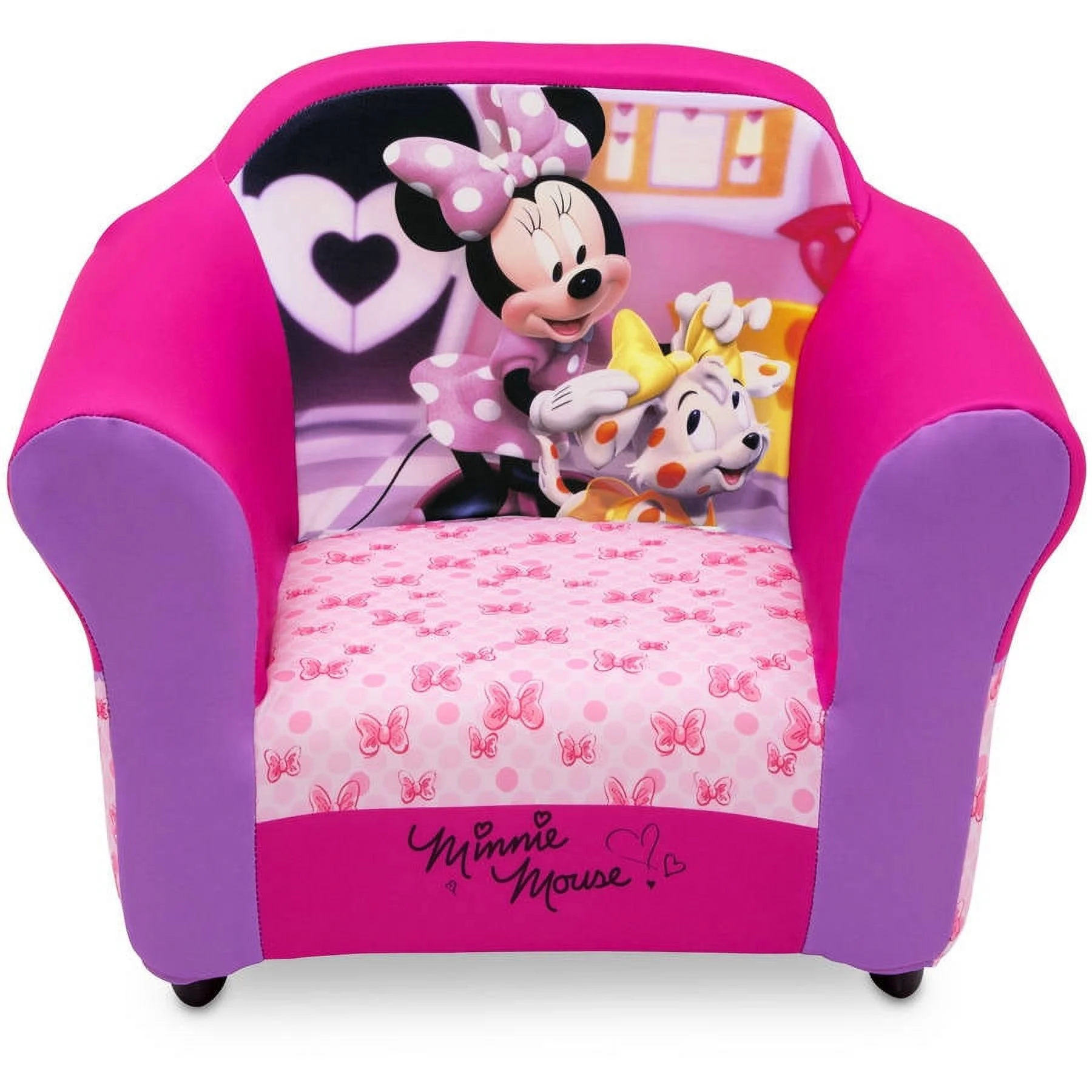 Disney Minnie Mouse Kids Upholstered Chair with Sculpted Plastic Frame by Delta Children
