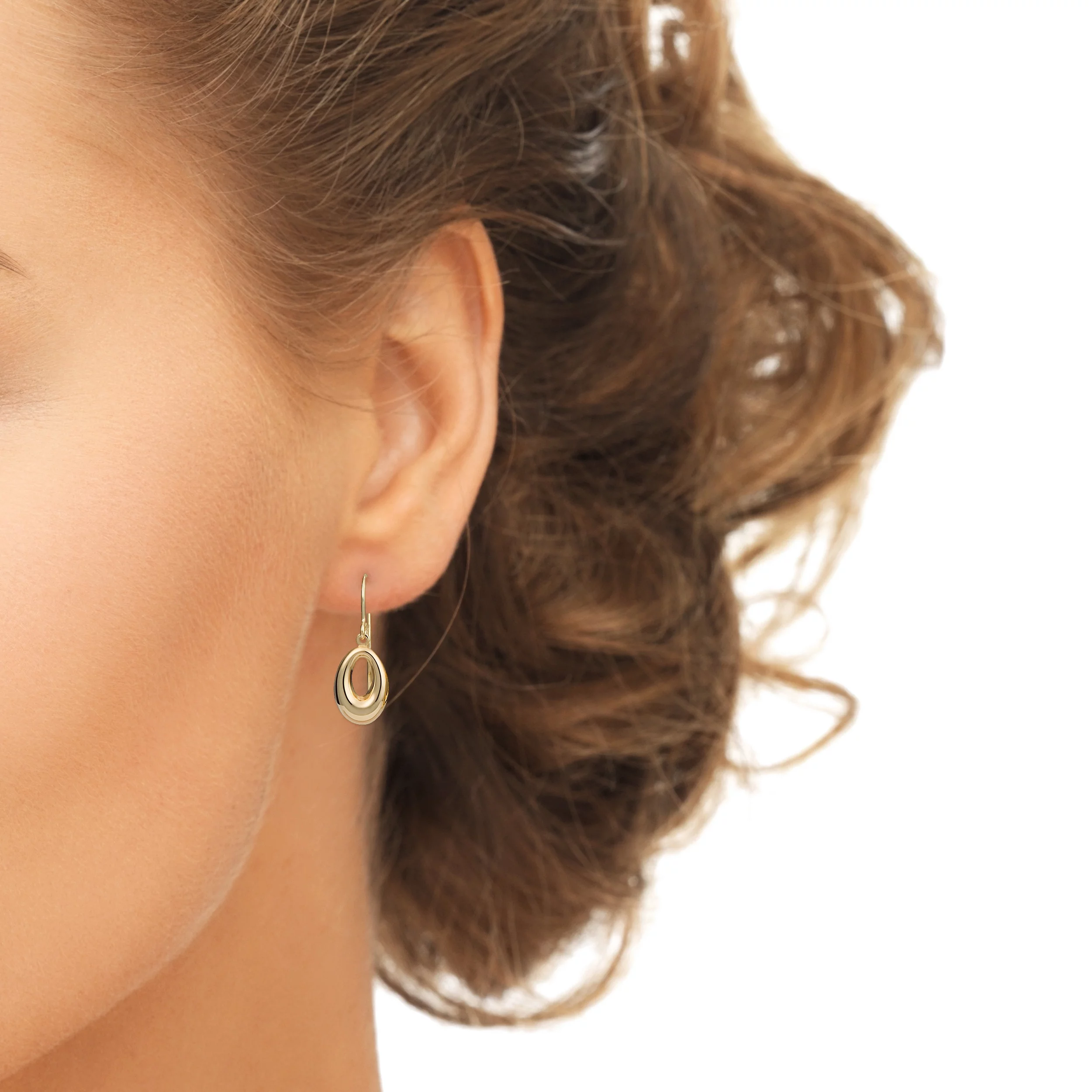 14k Yellow Gold High Polish Oval Drop Earrings